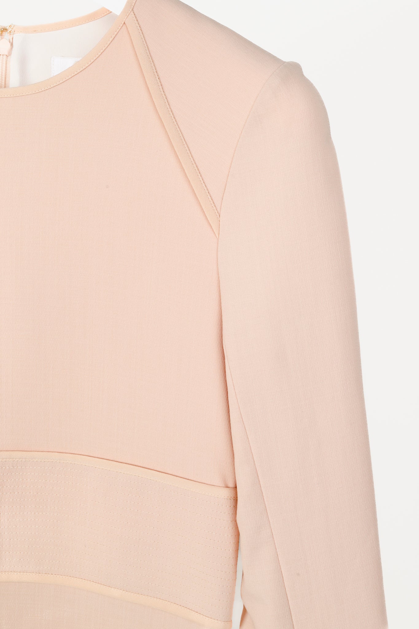 Chloe Brown Delight Wool Piped Long-Sleeve Dress