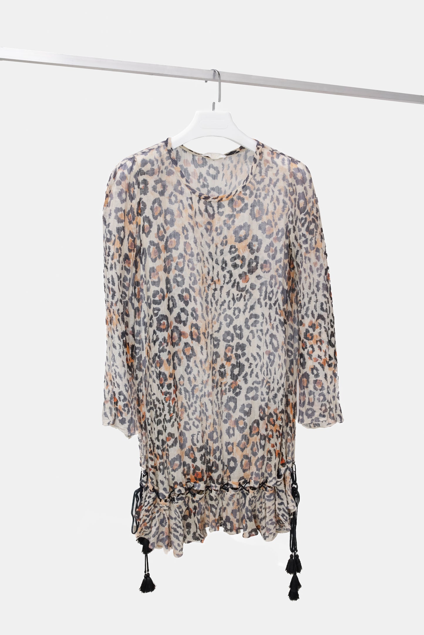 Chloé R/16 Multicolored Tawny Leopard Print Gauze Dress