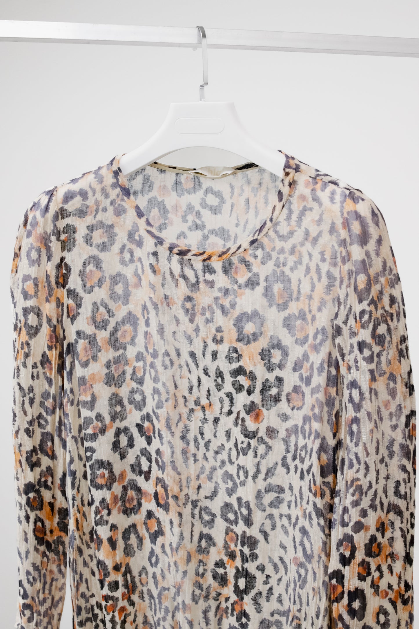 Chloé R/16 Multicolored Tawny Leopard Print Gauze Dress
