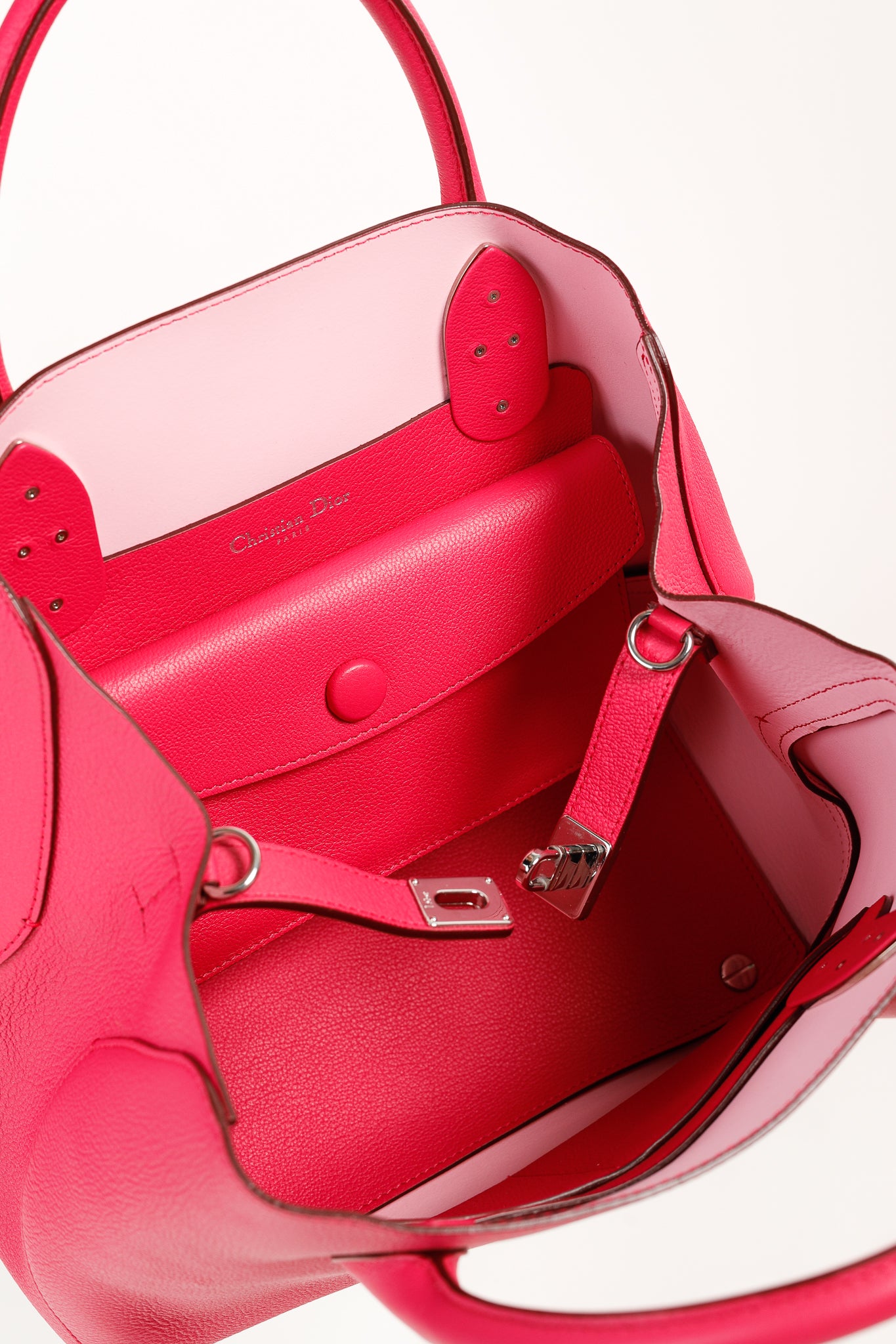 Christian Dior Open Bar Small Pink Supple Grained Calfskin Leather Tote