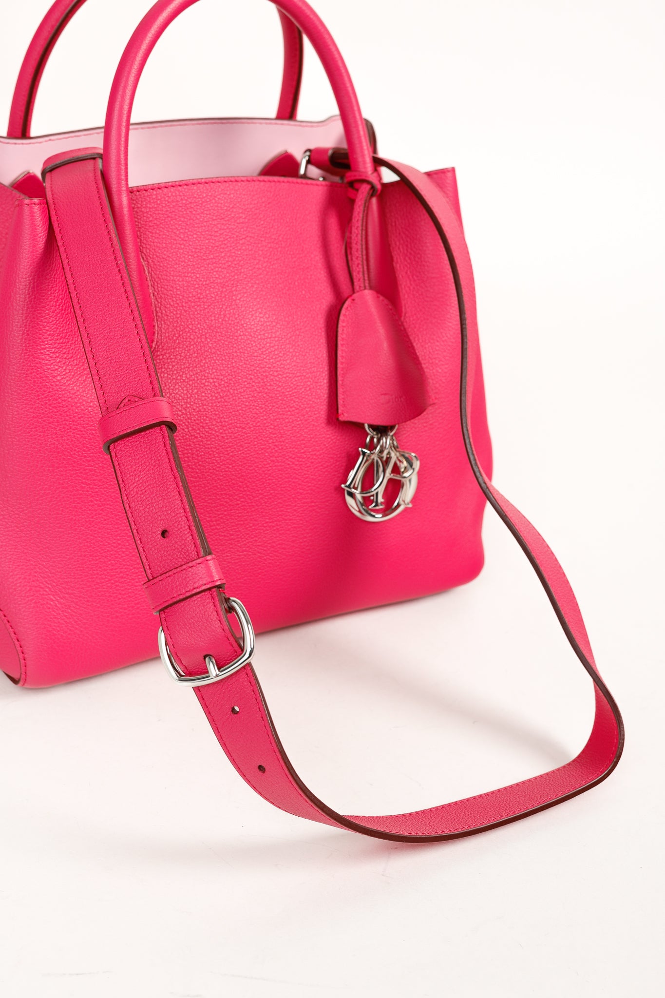 Christian Dior Open Bar Small Pink Supple Grained Calfskin Leather Tote