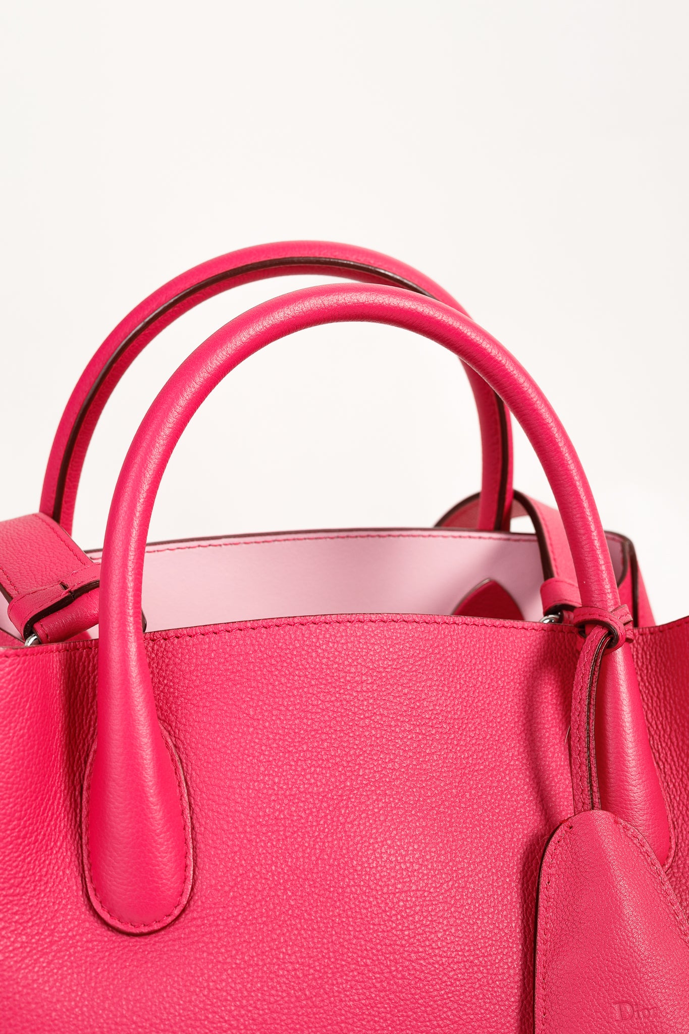 Christian Dior Open Bar Small Pink Supple Grained Calfskin Leather Tote