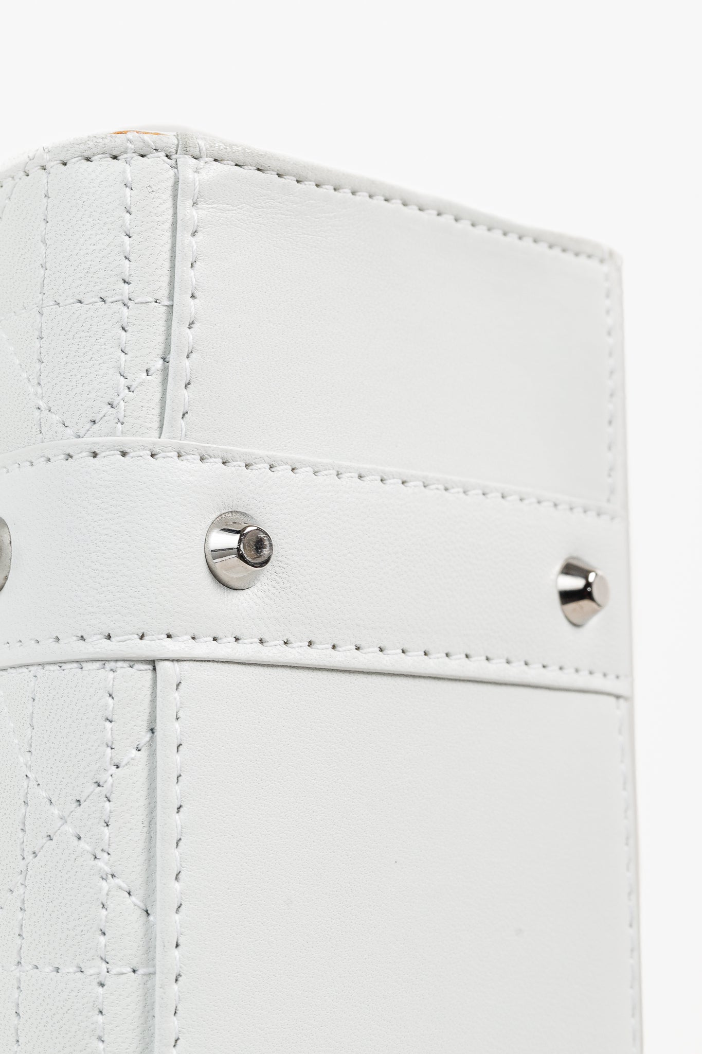 Christian Dior Lady Dior East-West White Leather Double Handle Bag