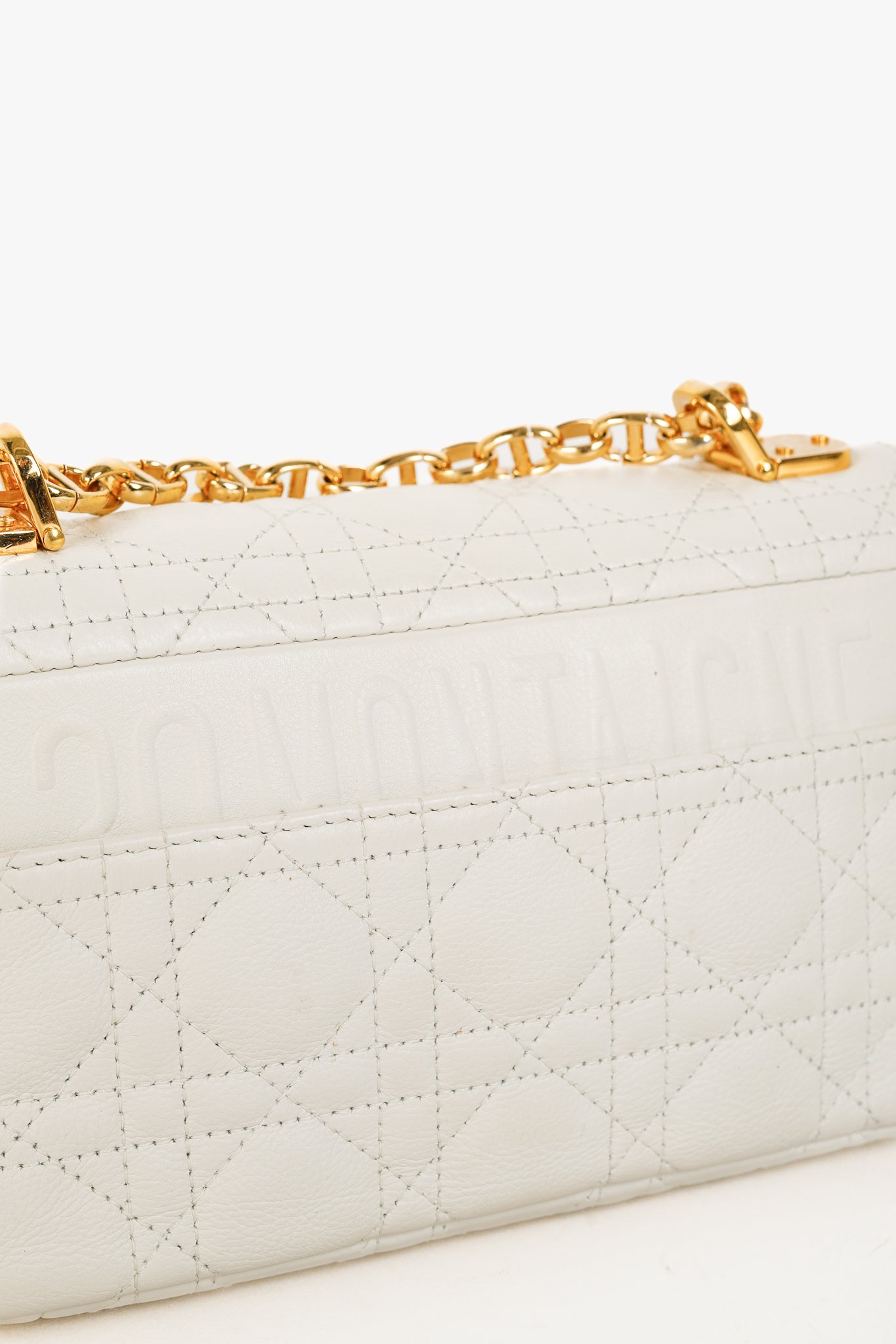 Christian Dior Small Dior Caro Ivory Cannage Calfskin Crossbody