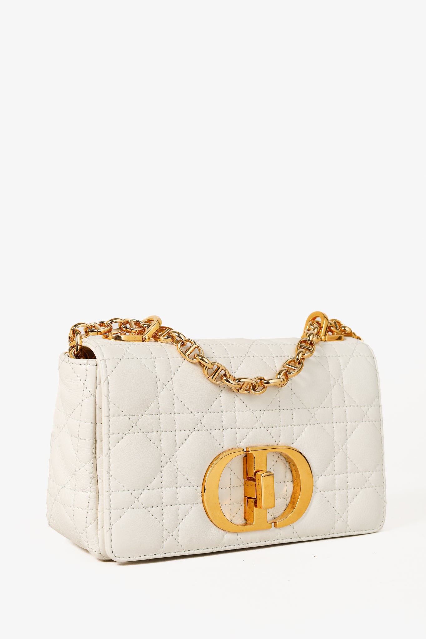 Christian Dior Small Dior Caro Ivory Cannage Calfskin Crossbody