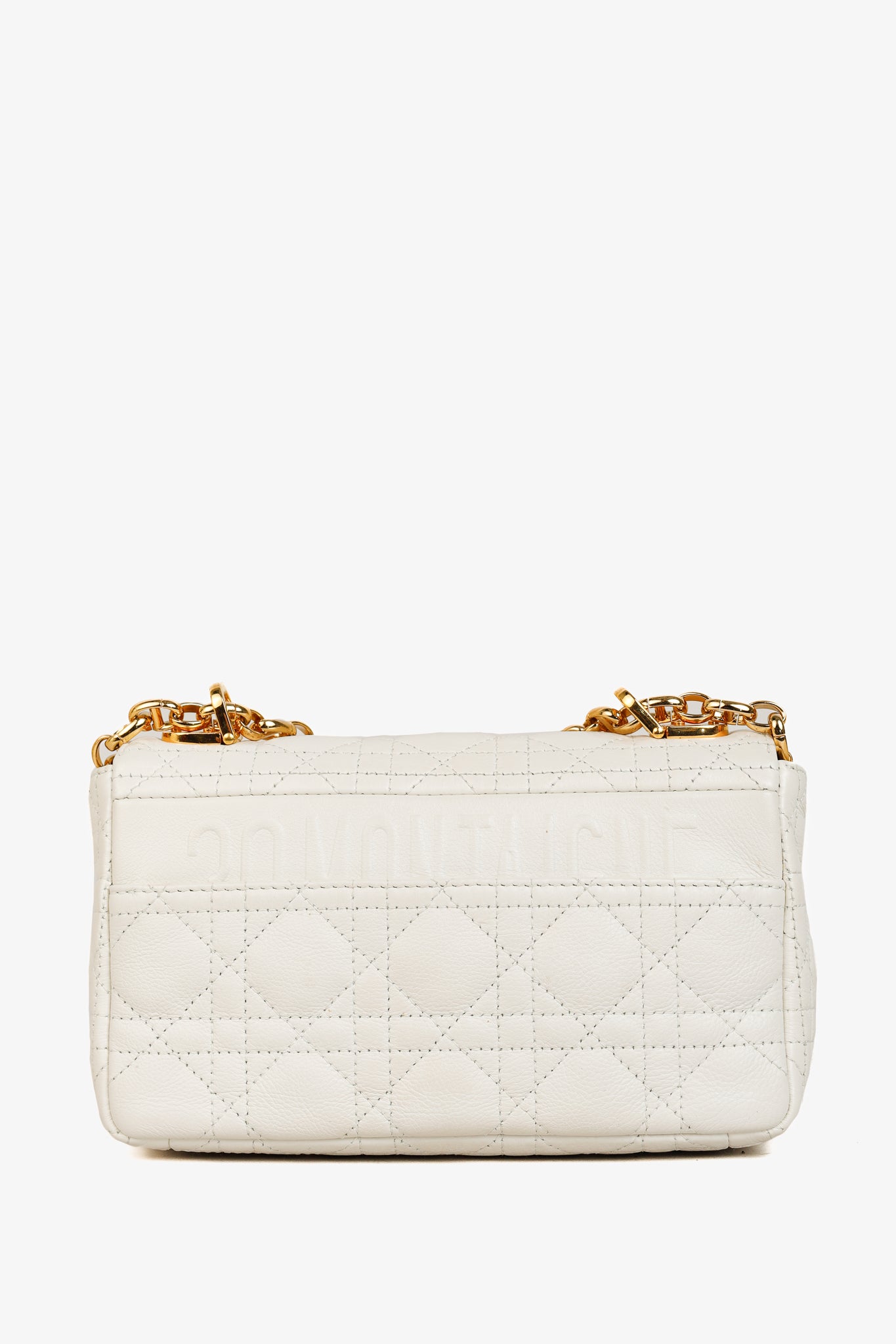 Christian Dior Small Dior Caro Ivory Cannage Calfskin Crossbody