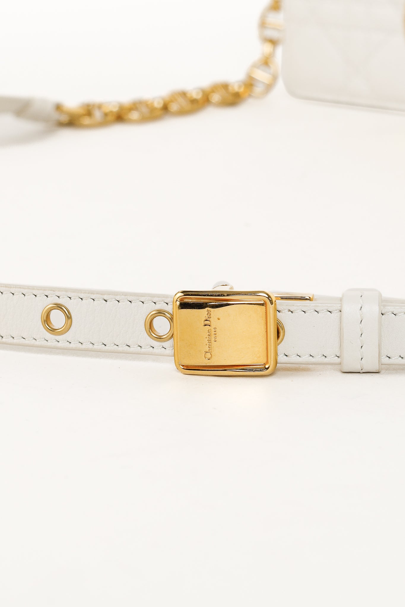 Christian Dior Small Dior Caro Ivory Cannage Calfskin Crossbody