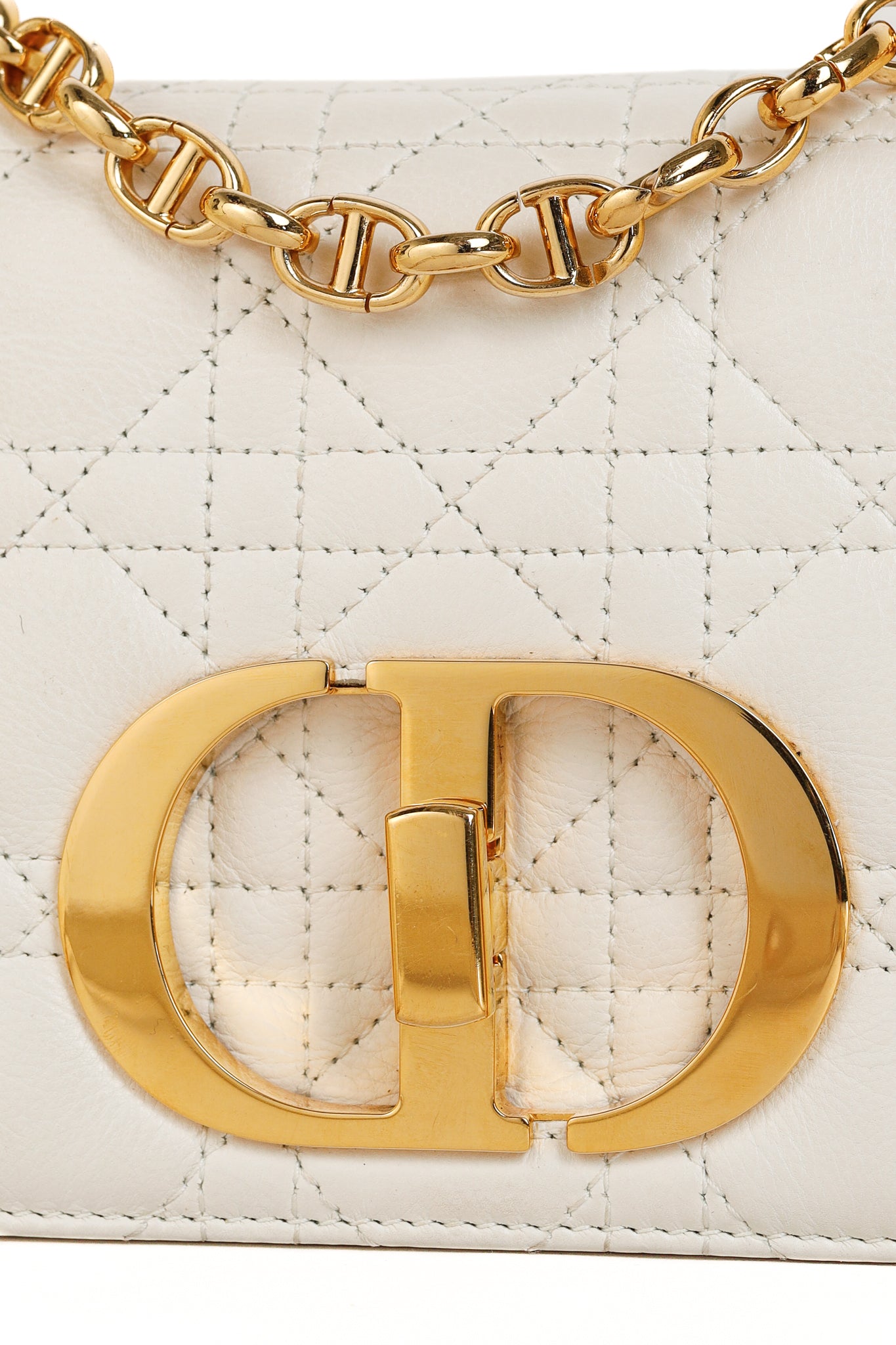 Christian Dior Small Dior Caro Ivory Cannage Calfskin Crossbody