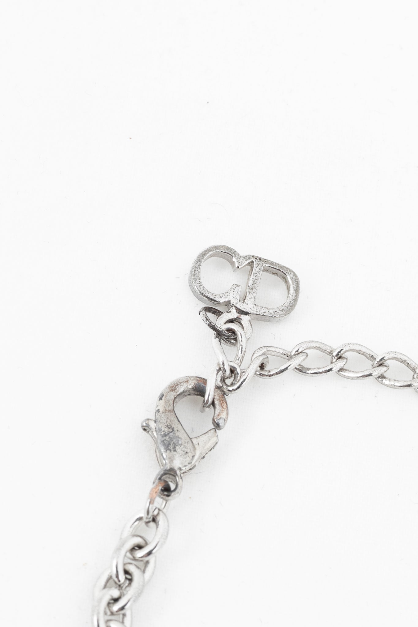 Christian Dior Silver-Tone Crystal-Embellished Chain Bracelet