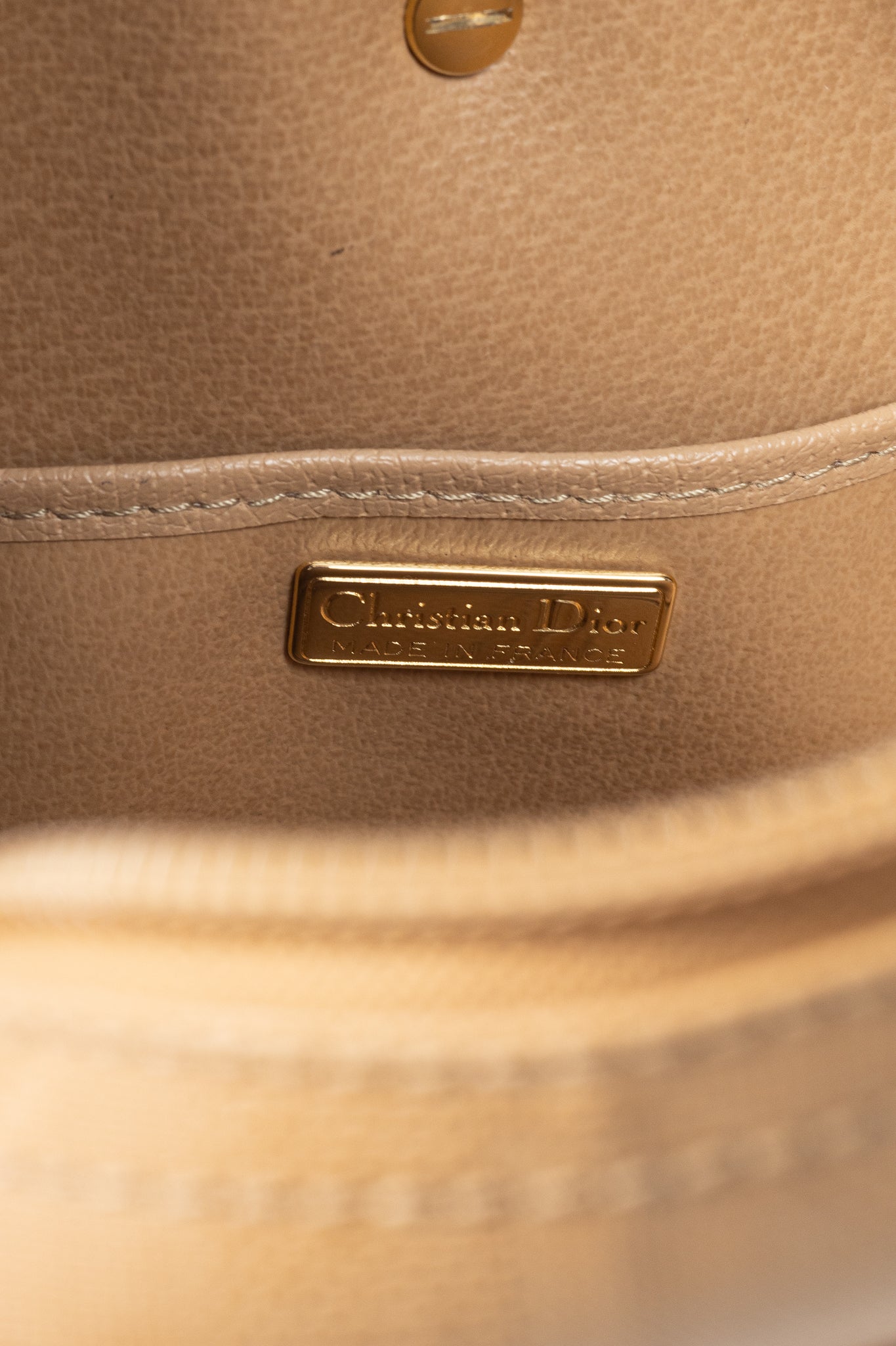 Christian Dior Camel Trotter Leather-Trim Shoulder Bag