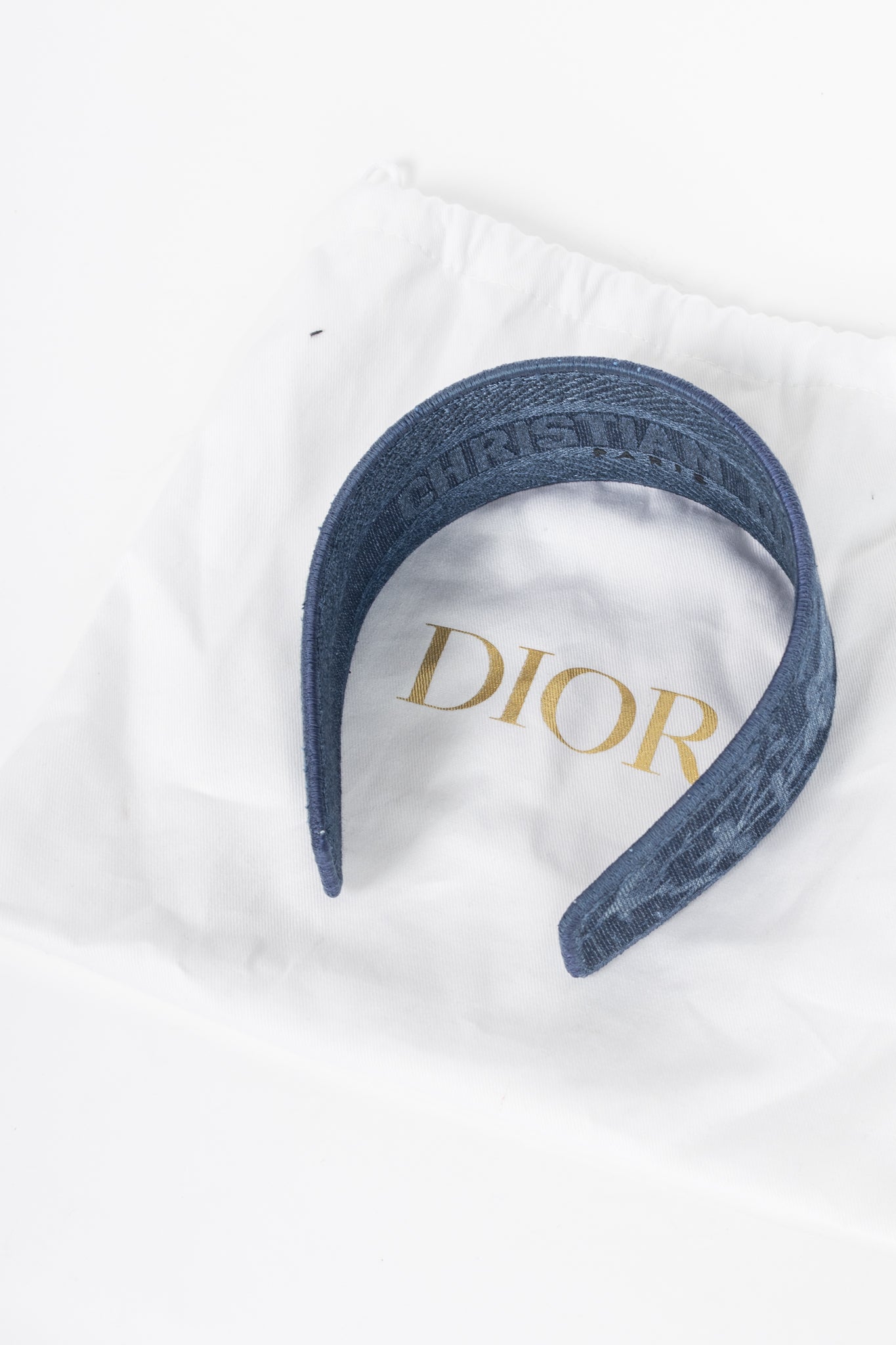 Christian Dior Blue Toile de Jouy Denim Headband