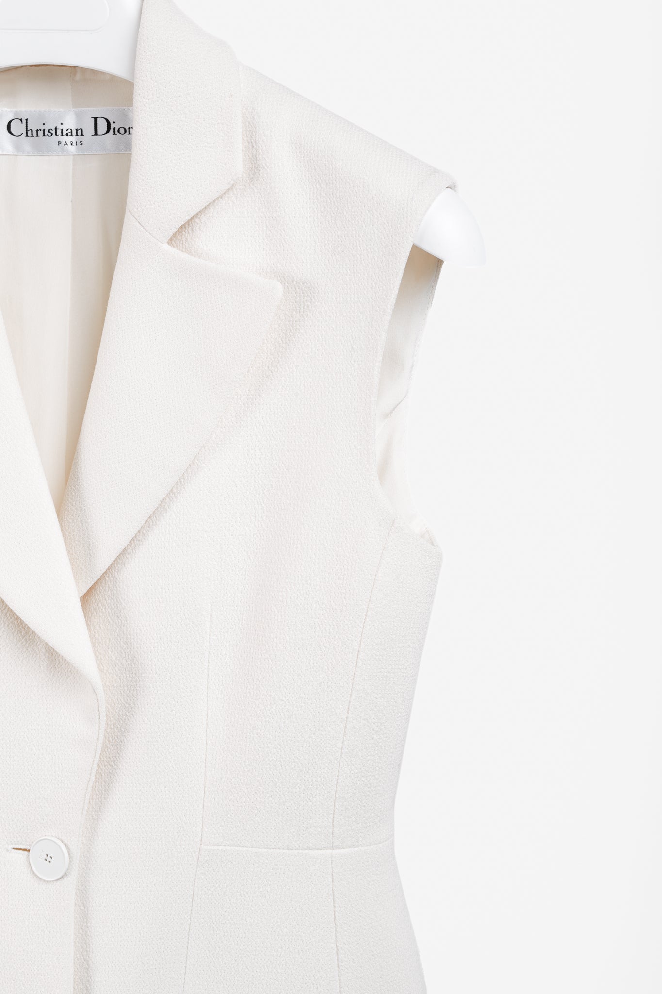 Christian Dior Tailored Wool and Silk Cream Pleated Tunic Vest