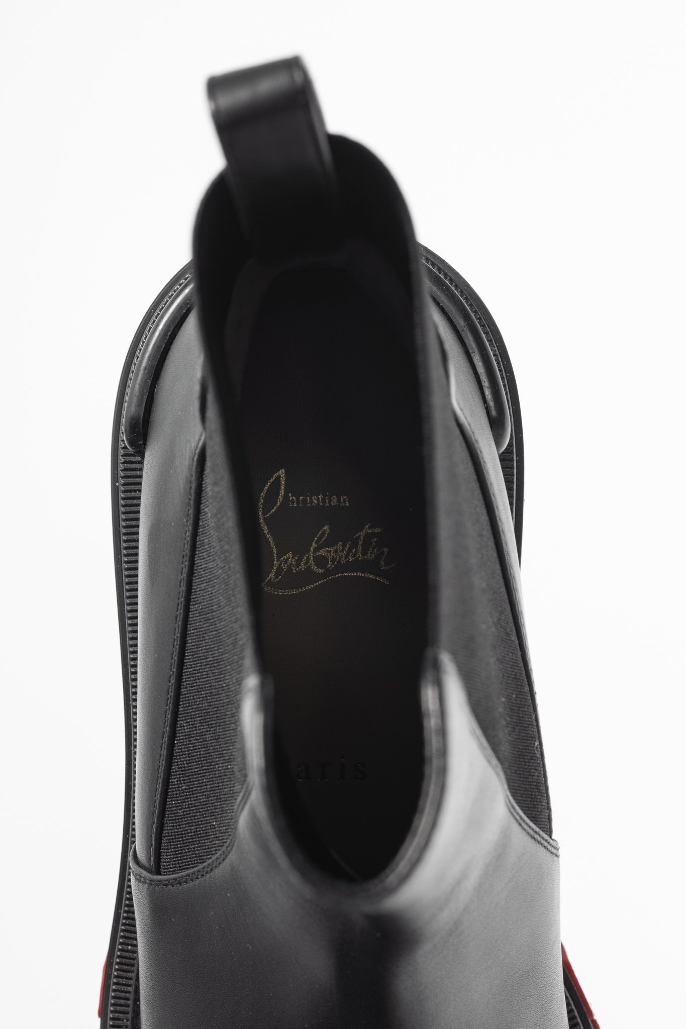 Christian Louboutin Marchacroche Dune Black Leather Chelsea Ankle Boots