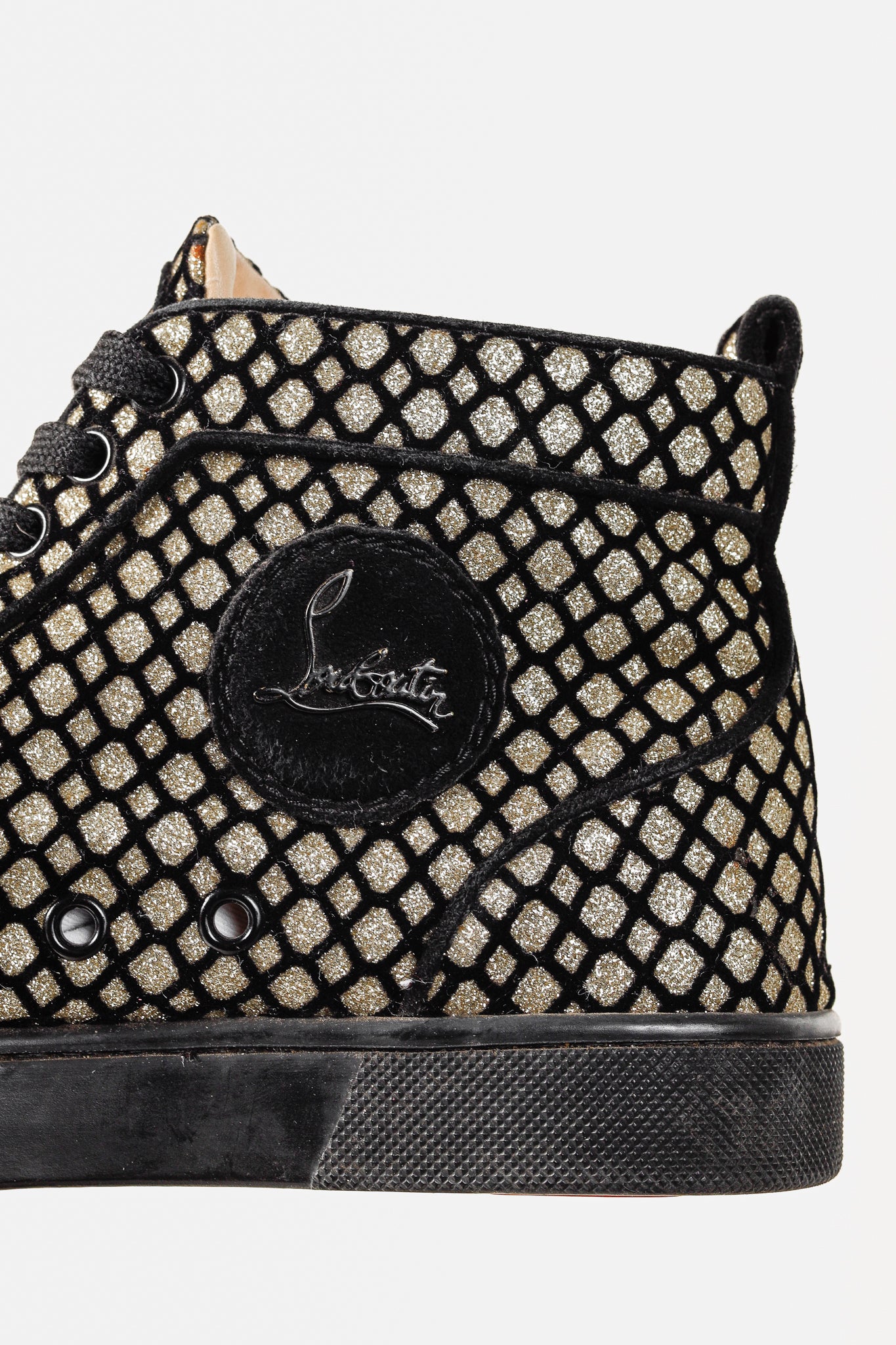 Christian Louboutin Rantus Orlato Black Glitter Gold High-Top Sneaker
