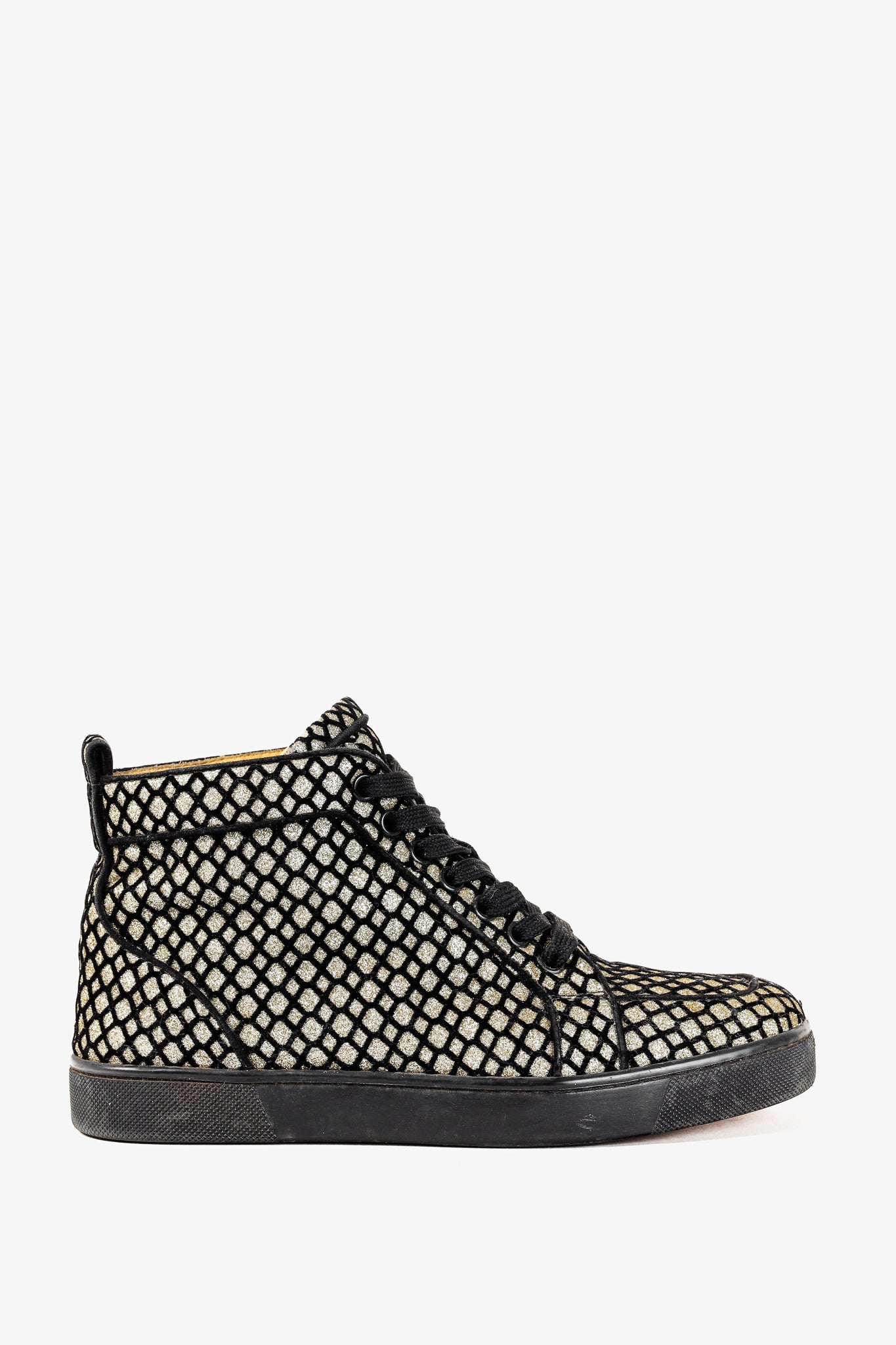 Christian Louboutin Rantus Orlato Black Glitter Gold High-Top Sneaker