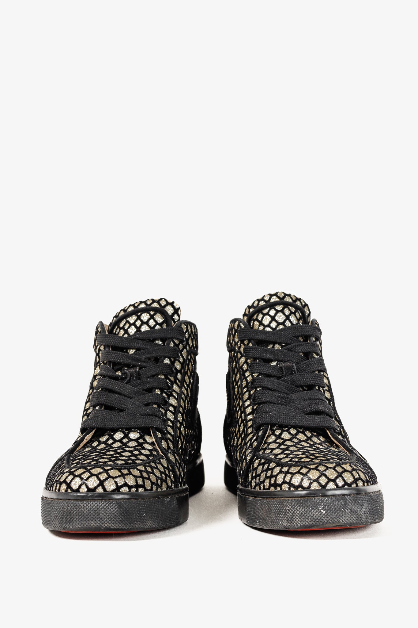 Christian Louboutin Rantus Orlato Black Glitter Gold High-Top Sneaker
