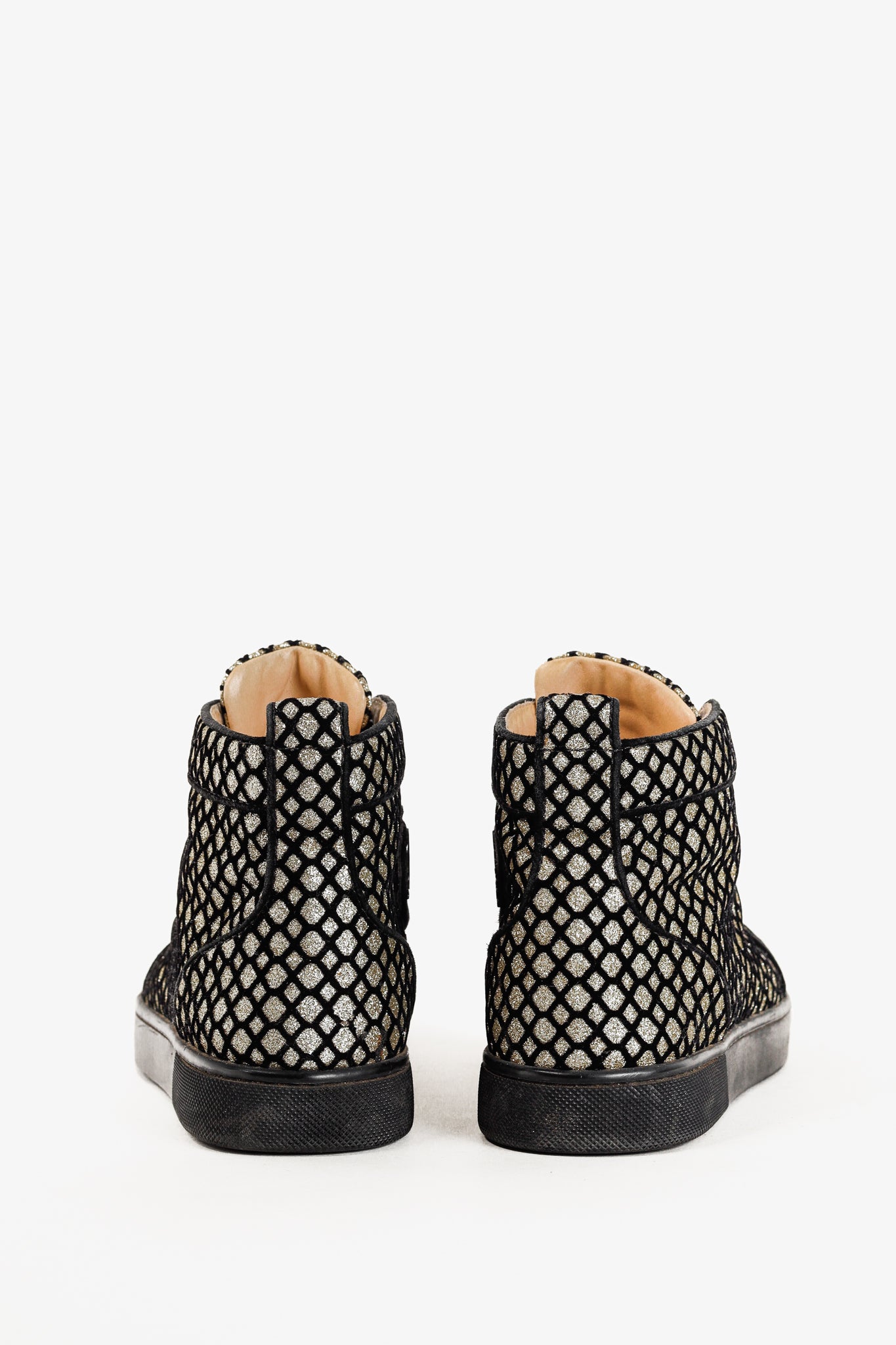 Christian Louboutin Rantus Orlato Black Glitter Gold High-Top Sneaker