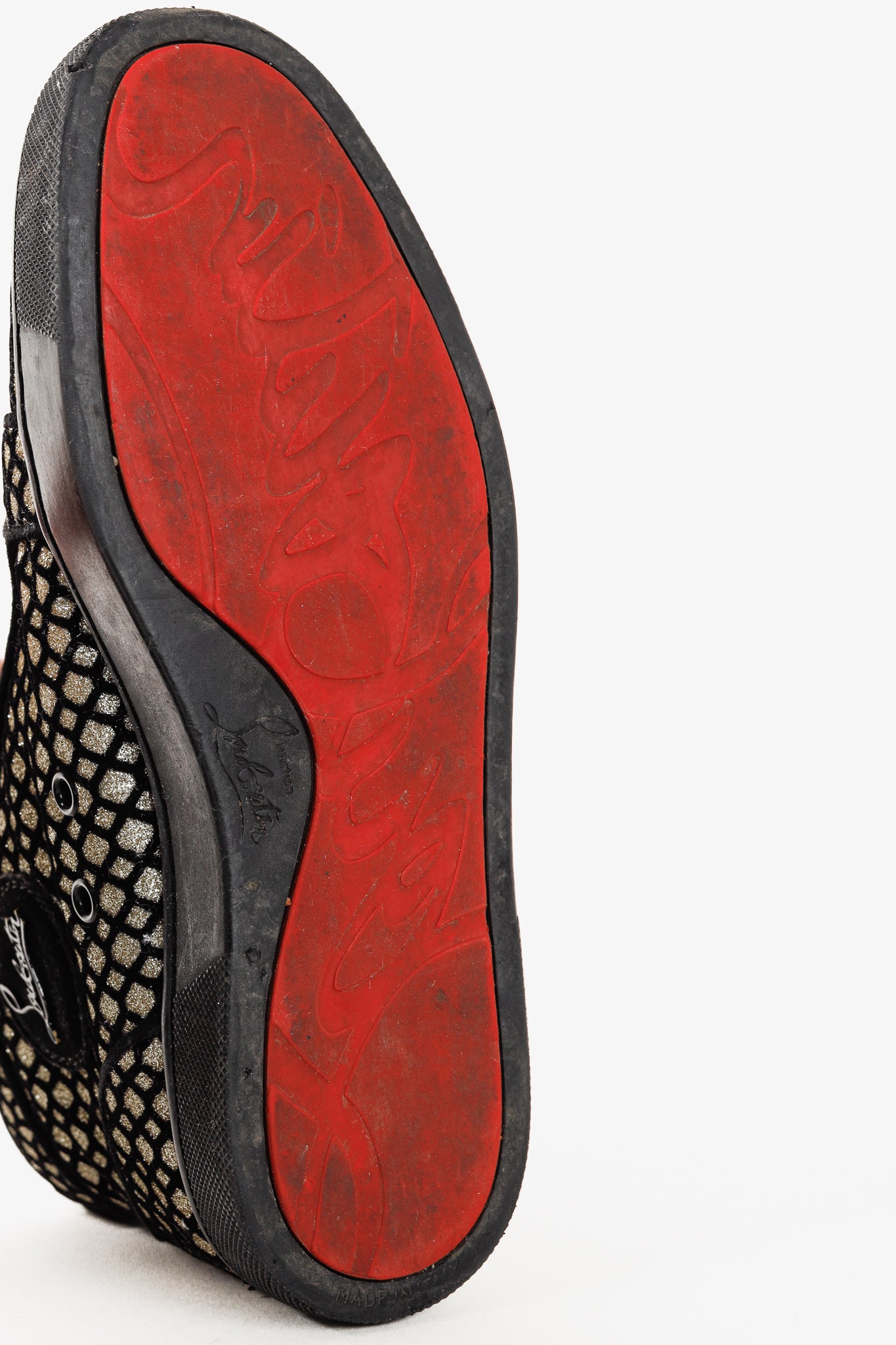 Christian Louboutin Rantus Orlato Black Glitter Gold High-Top Sneaker