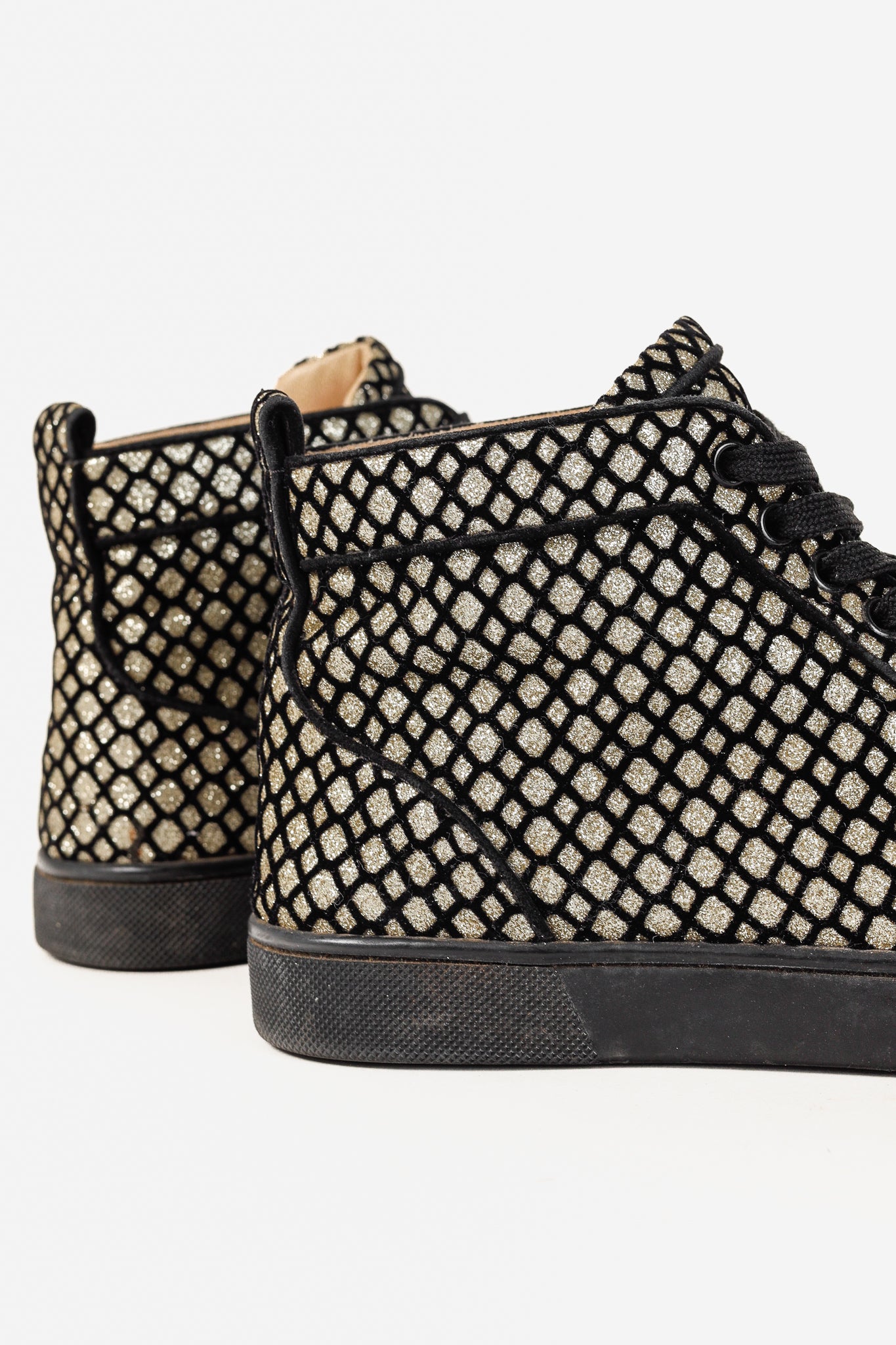 Christian Louboutin Rantus Orlato Black Glitter Gold High-Top Sneaker