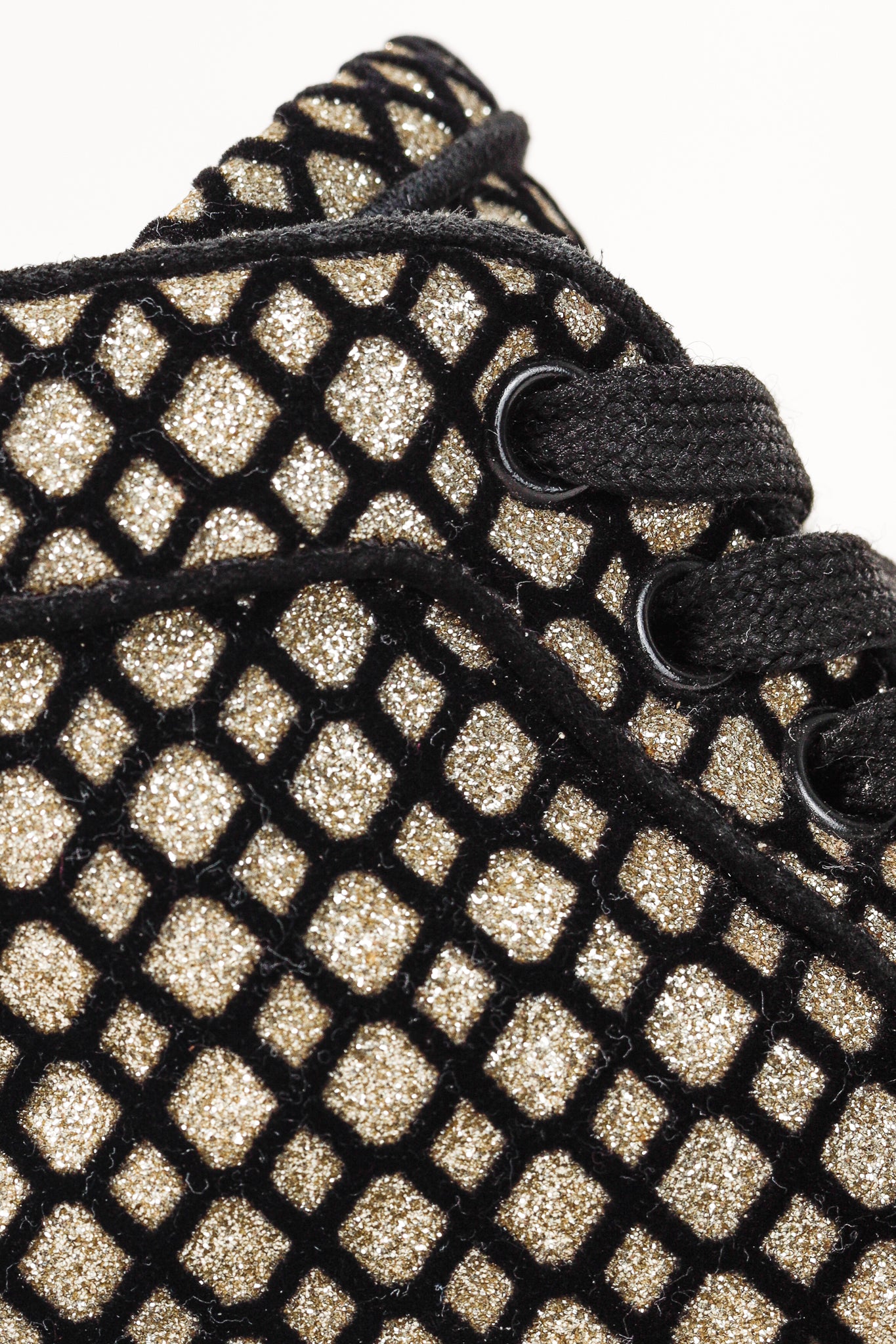 Christian Louboutin Rantus Orlato Black Glitter Gold High-Top Sneaker