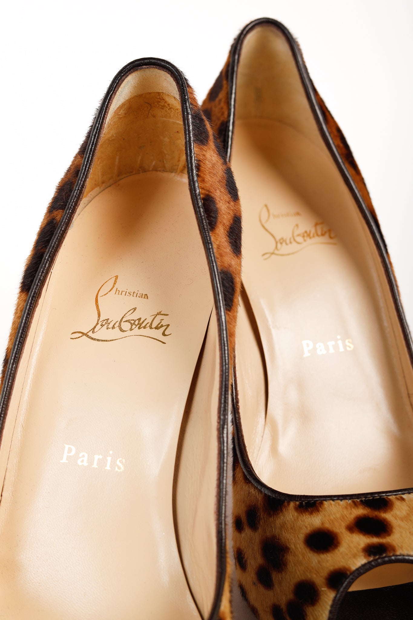 Christian Louboutin Brown Leopard Pony Hair Peep Toe Platform Pump