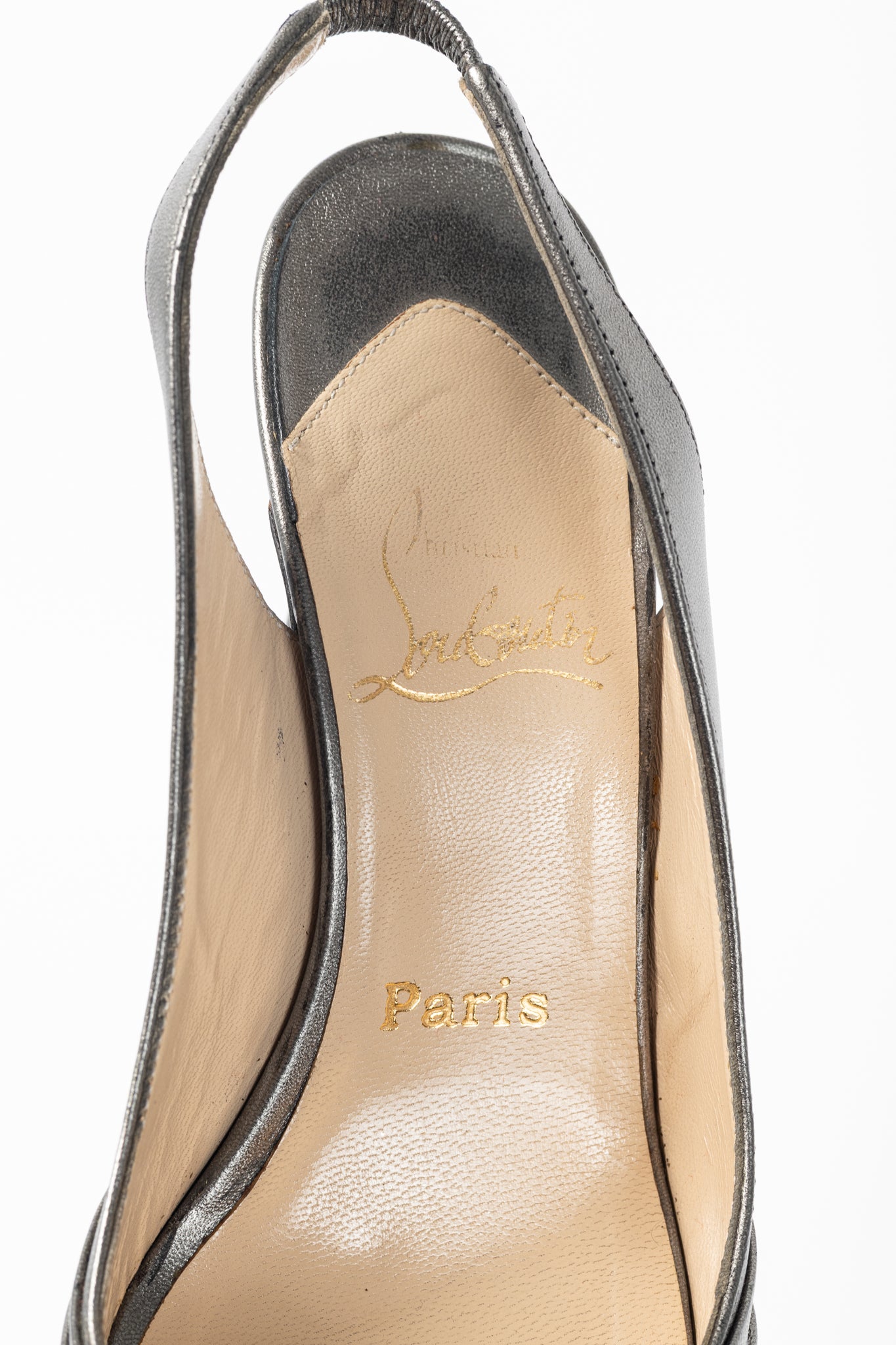 Christian Louboutin Metallic Grey Knotted Slingback Sandals