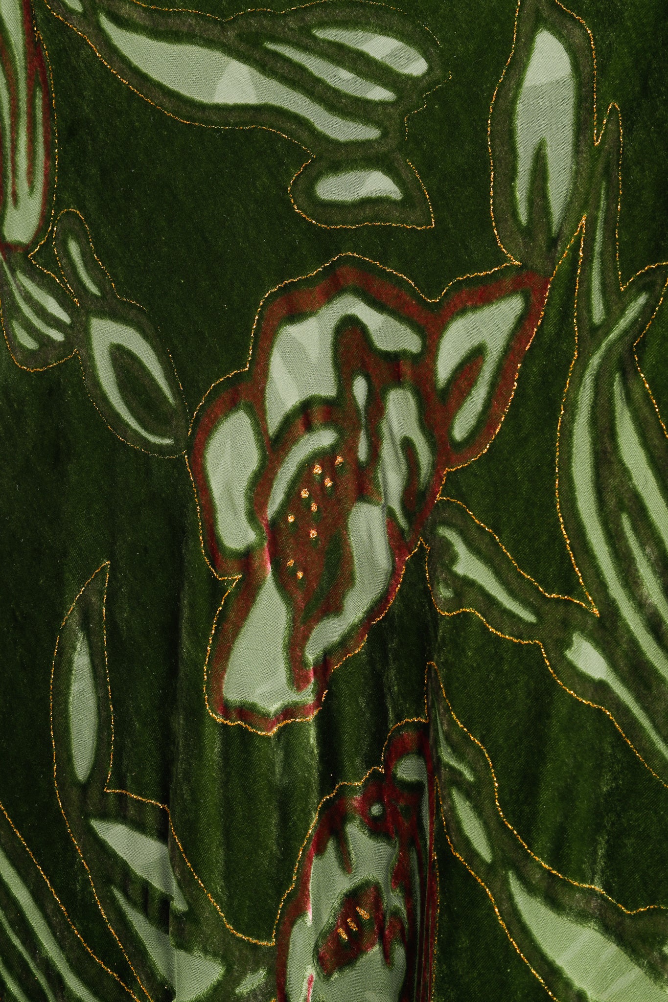 Citron Santa Monica Green Floral-Burnout Velvet Maxi Dress