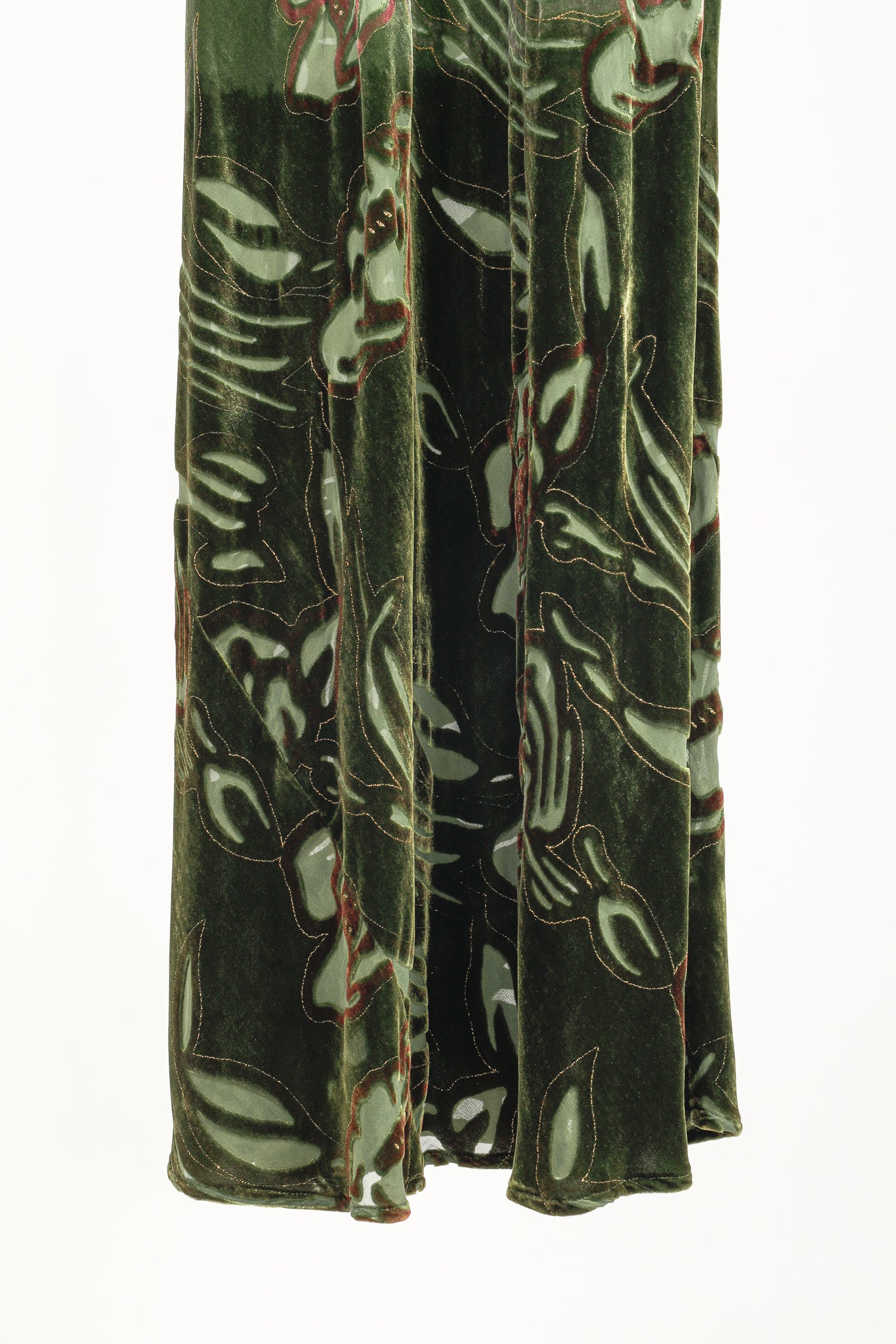 Citron Santa Monica Green Floral-Burnout Velvet Maxi Dress