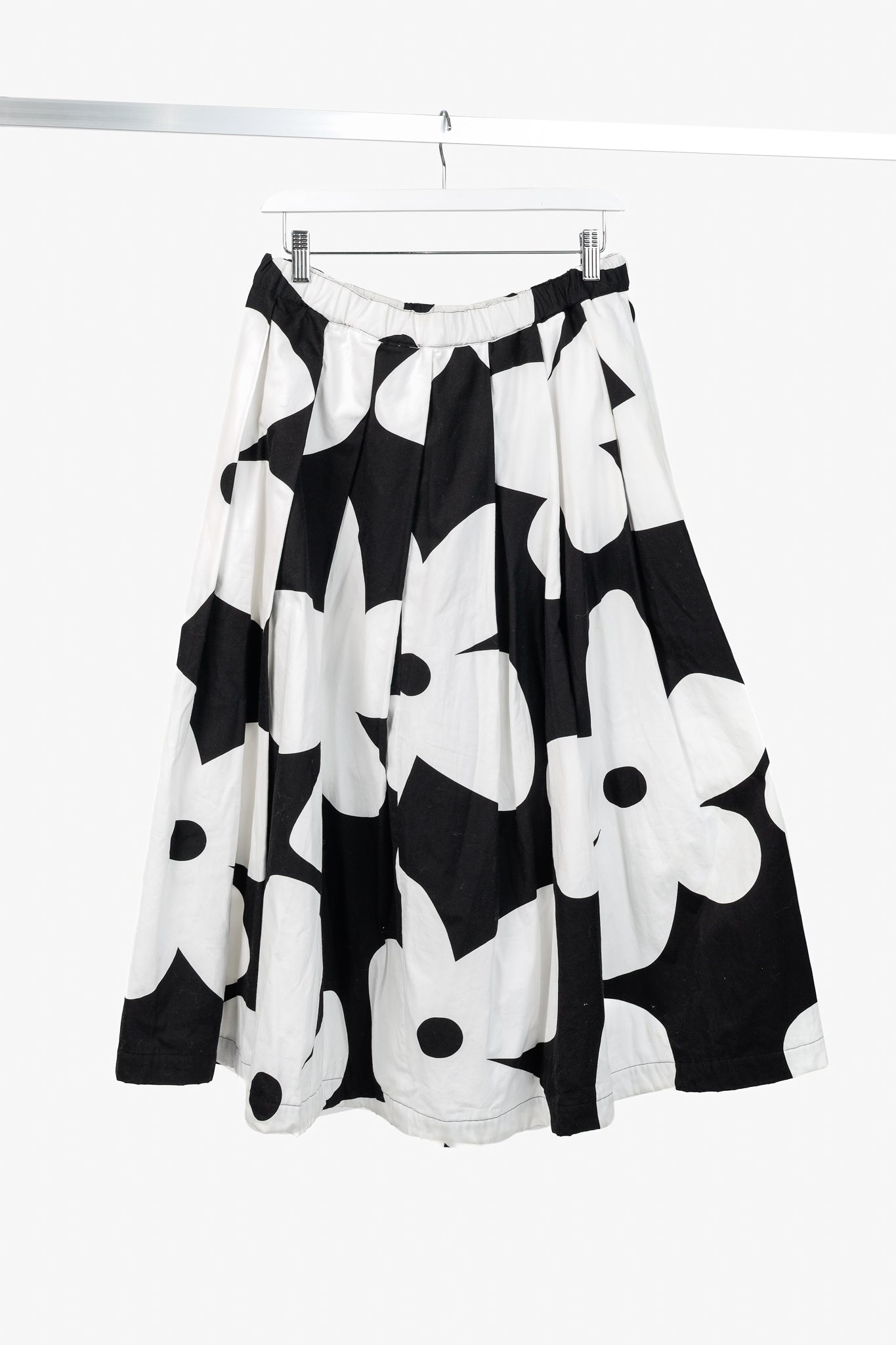 Comme des Garcons SS/22 Black & White Floral Cotton Flared Skirt