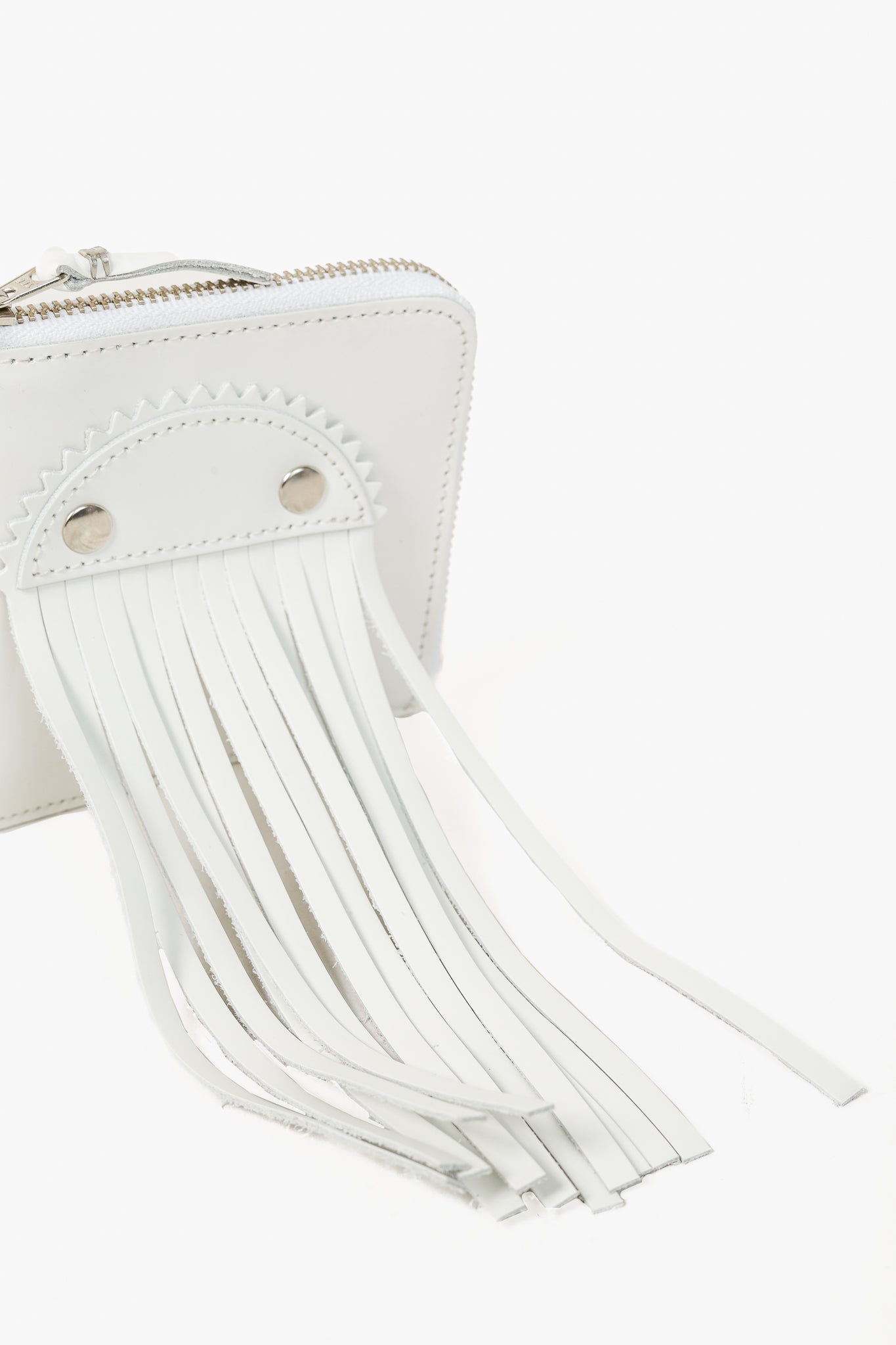 Comme des Garcons White Fringe Leather Wallet
