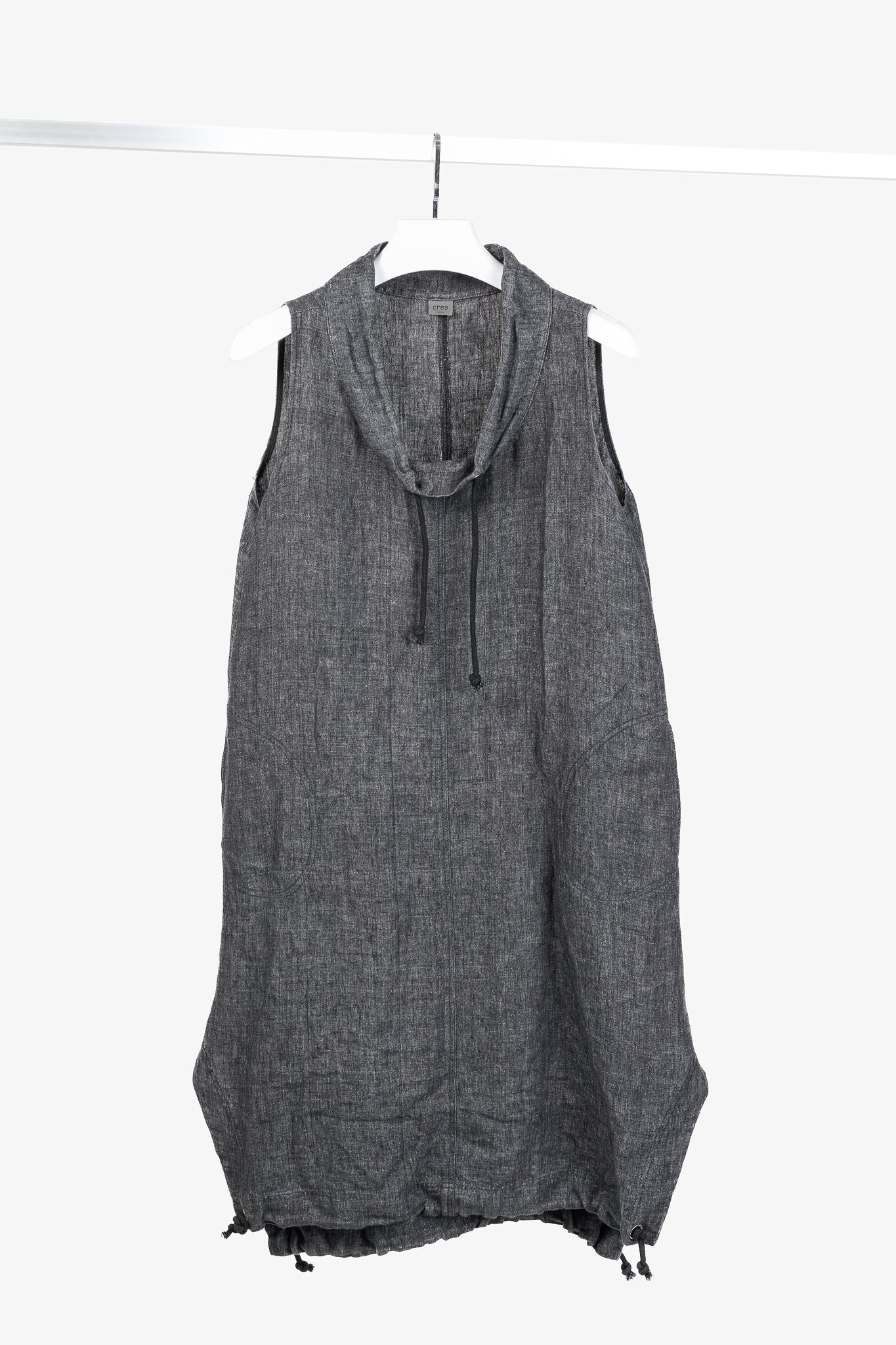 knee length dresses for ladies Cretan with Silk Embroidery Linen Dress – Buggy NYC main image 1