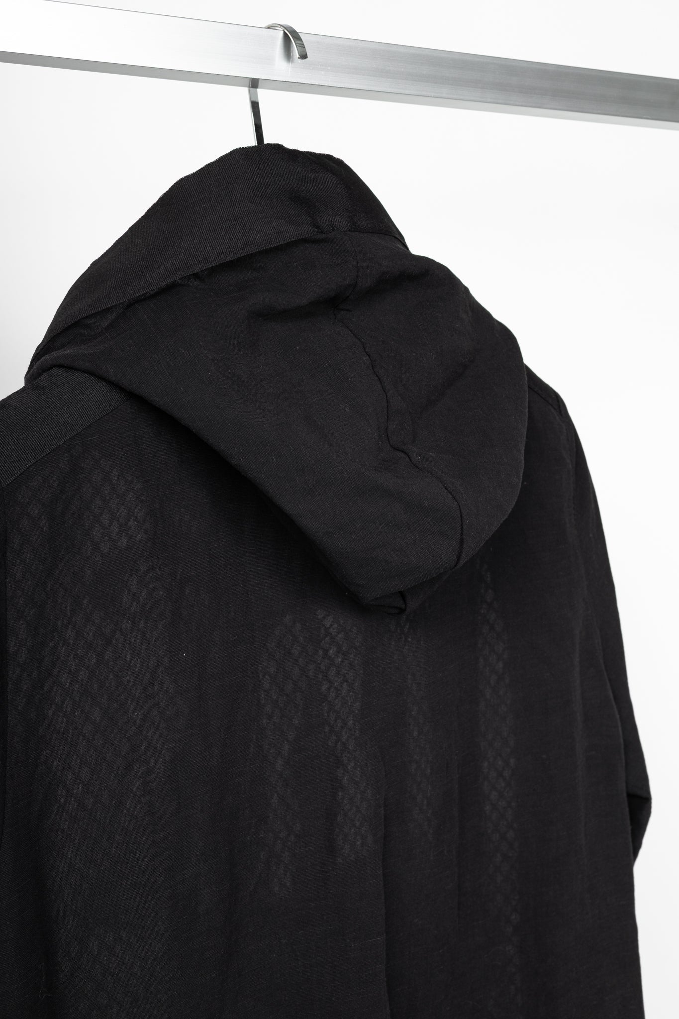 Denis Gagnon Black Linen Mesh-Front Hoodie