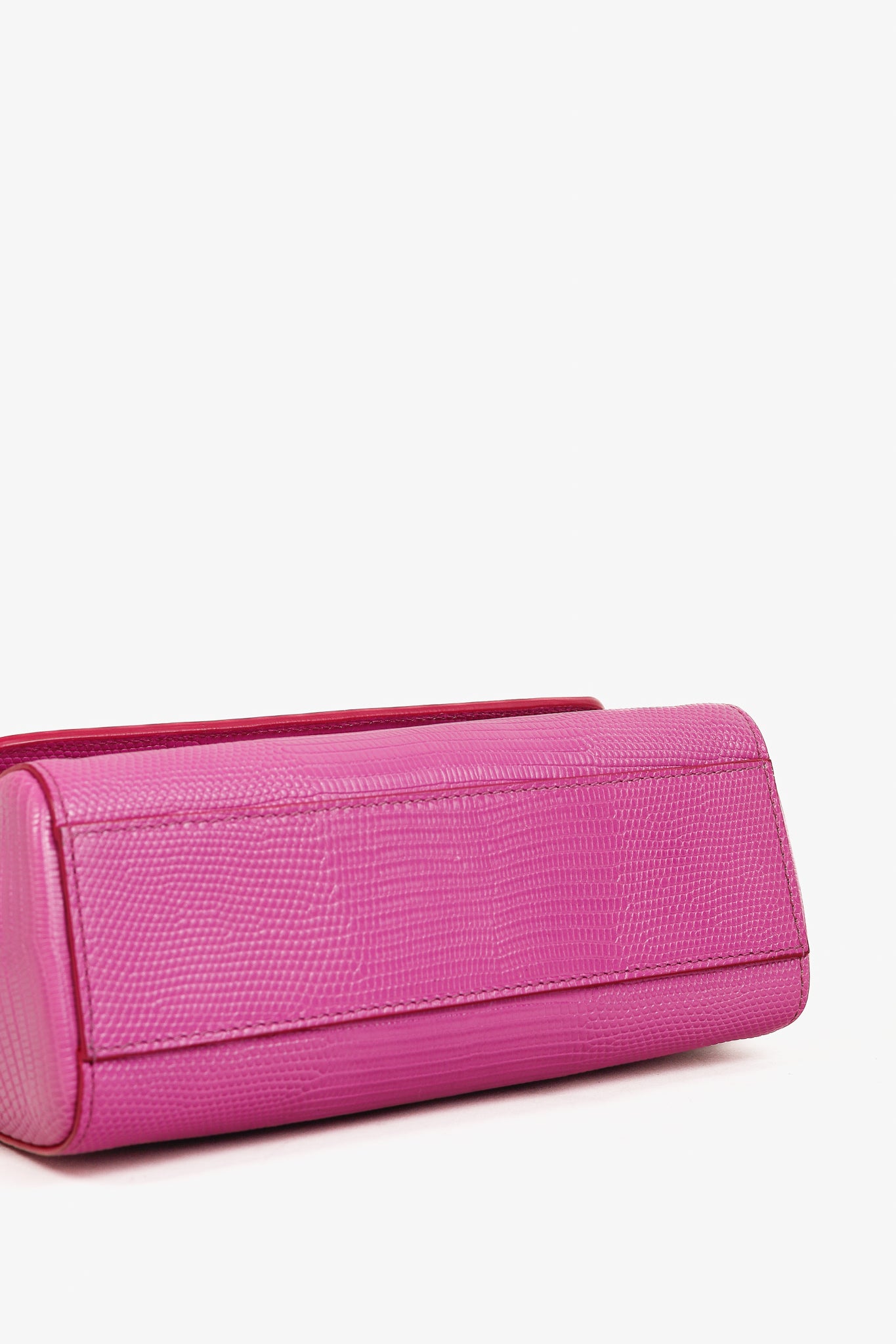 Dolce & Gabbana Miss Sicily Small Pink Iguana-Embossed Chain Satchel