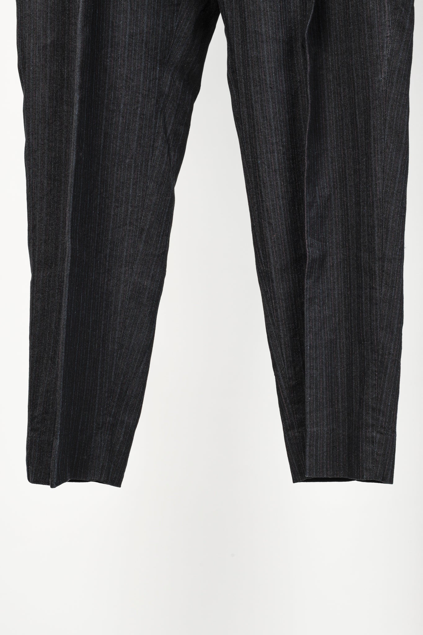 Dries Van Noten Cotton Linen Navy Pinstriped Pant