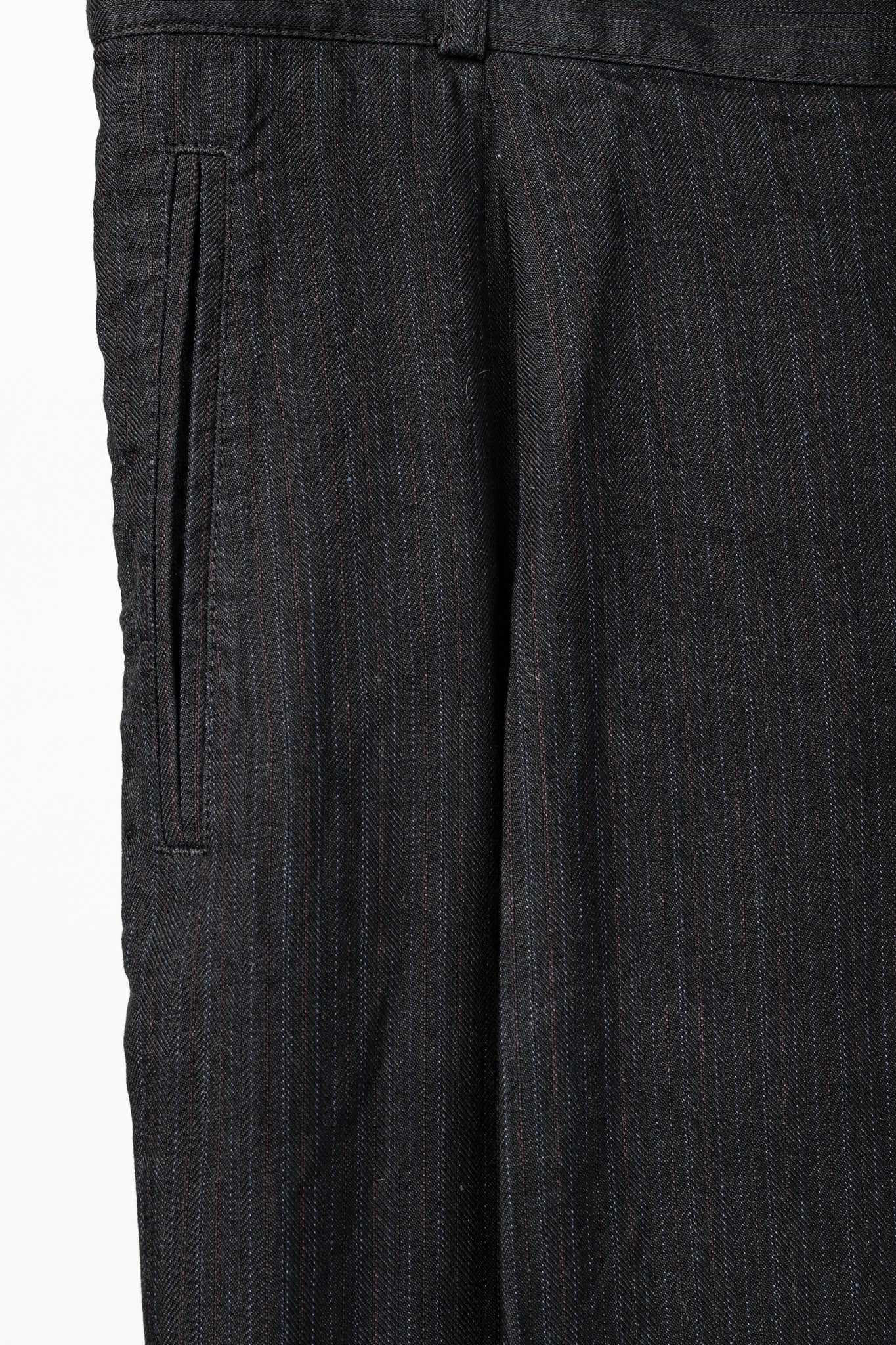Dries Van Noten Cotton Linen Navy Pinstriped Pant
