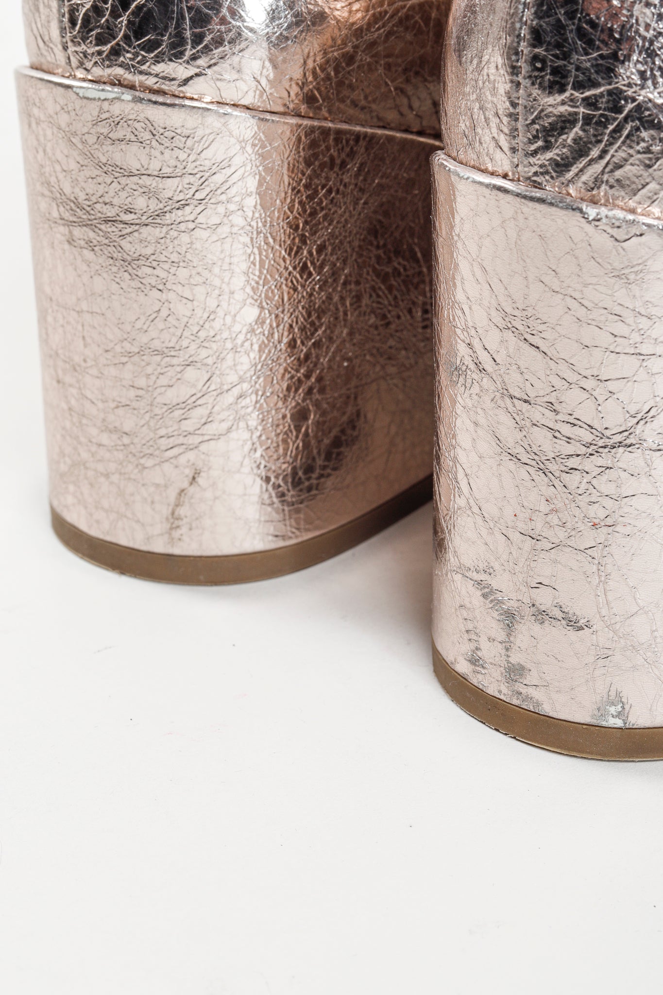 Dries Van Noten Rose-gold Crinkled Patent Leather Boots