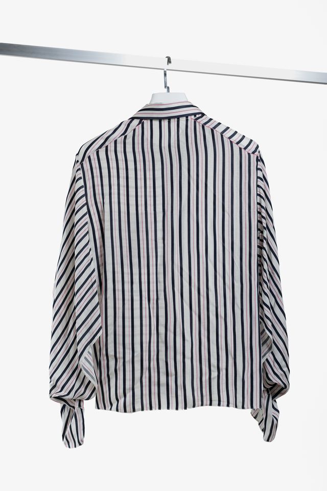 Roland Mouret Padley Blue Pink Striped Blouse
