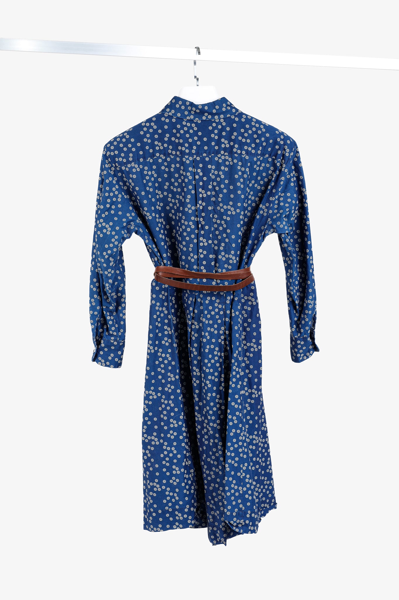 Erika Cavallini SS/15 Blue Daisy-Floral Cotton Belted Shirt Dress