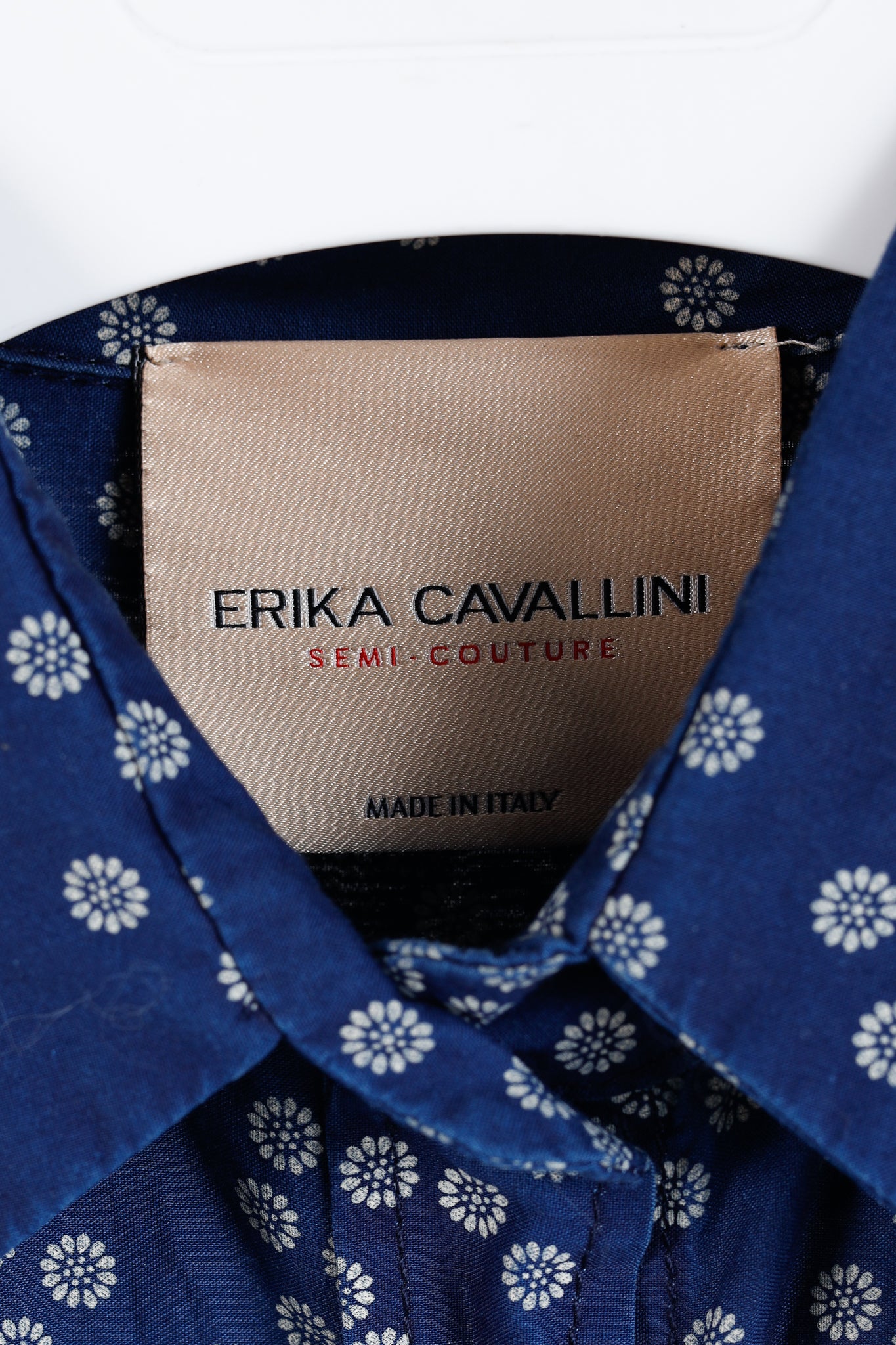 Erika Cavallini SS/15 Blue Daisy-Floral Cotton Belted Shirt Dress