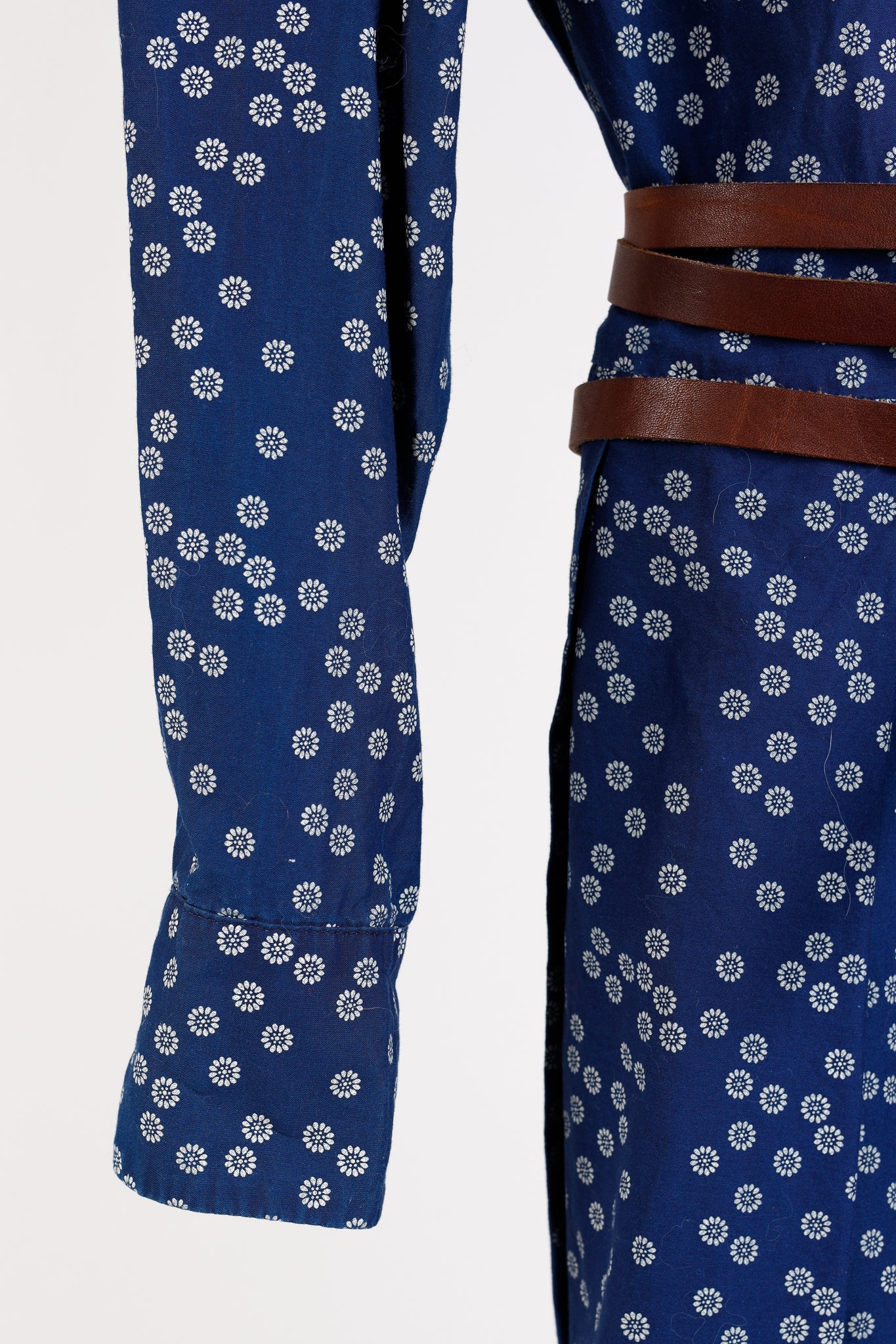 Erika Cavallini SS/15 Blue Daisy-Floral Cotton Belted Shirt Dress