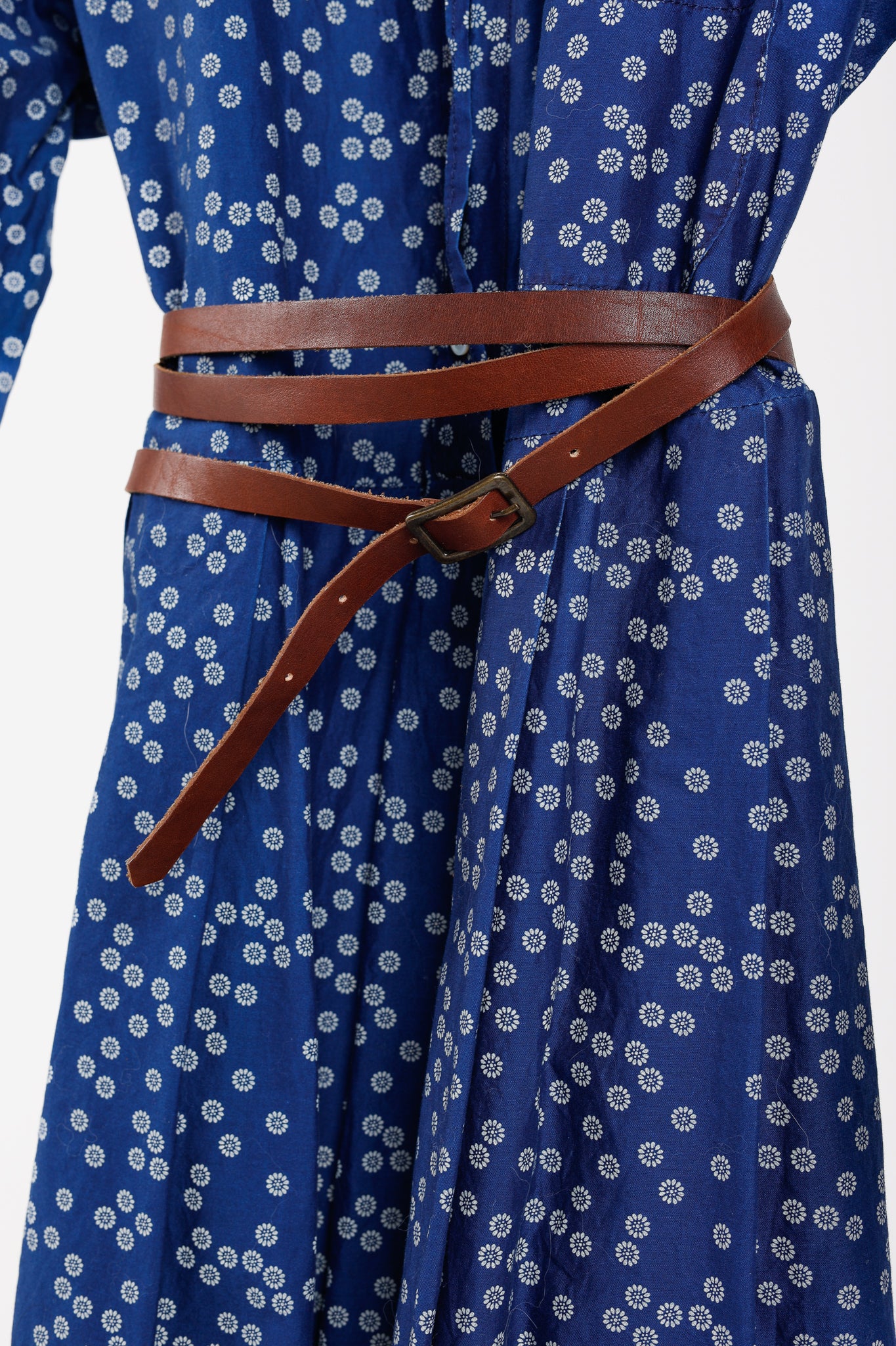 Erika Cavallini SS/15 Blue Daisy-Floral Cotton Belted Shirt Dress