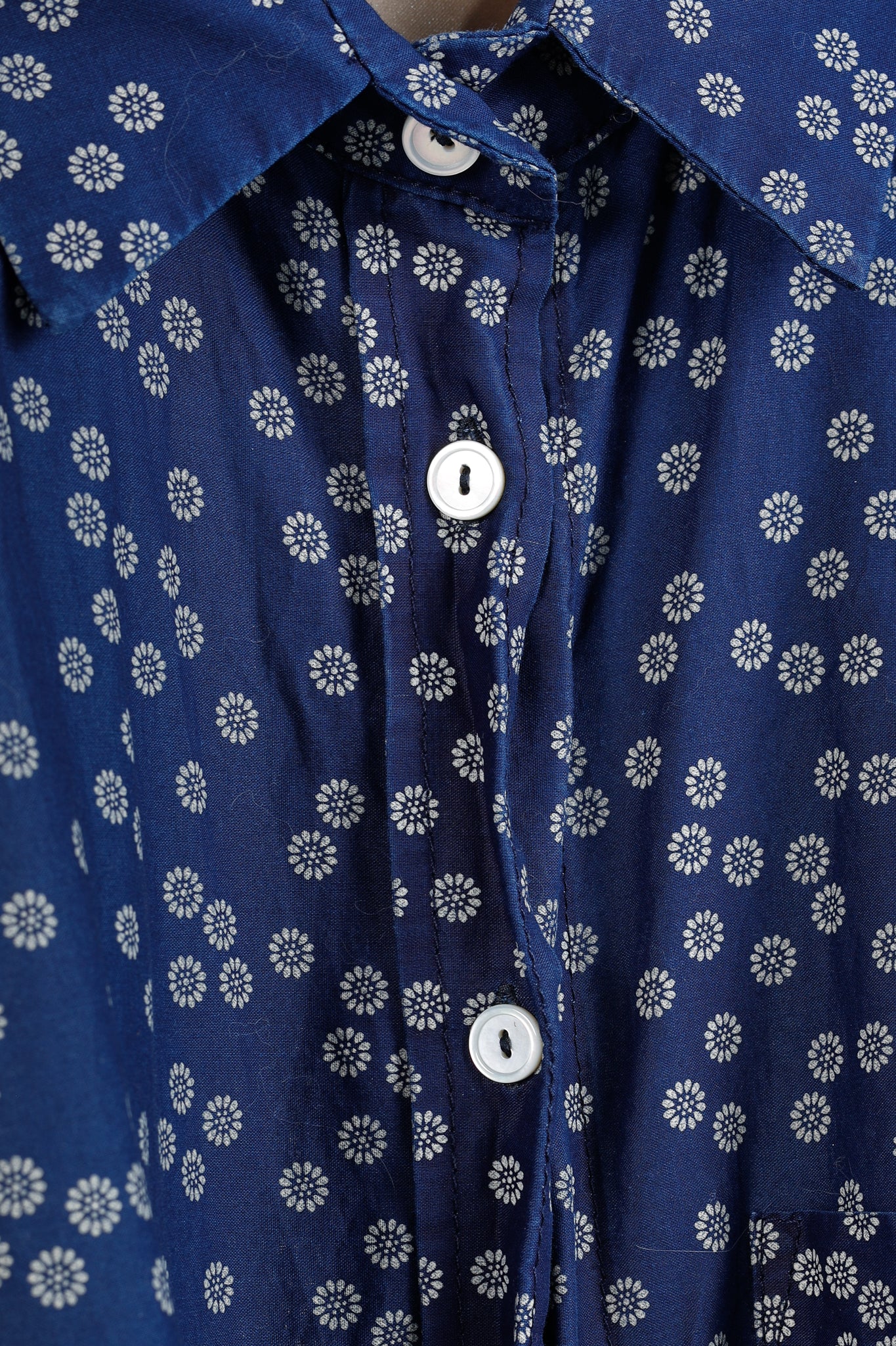 Erika Cavallini SS/15 Blue Daisy-Floral Cotton Belted Shirt Dress