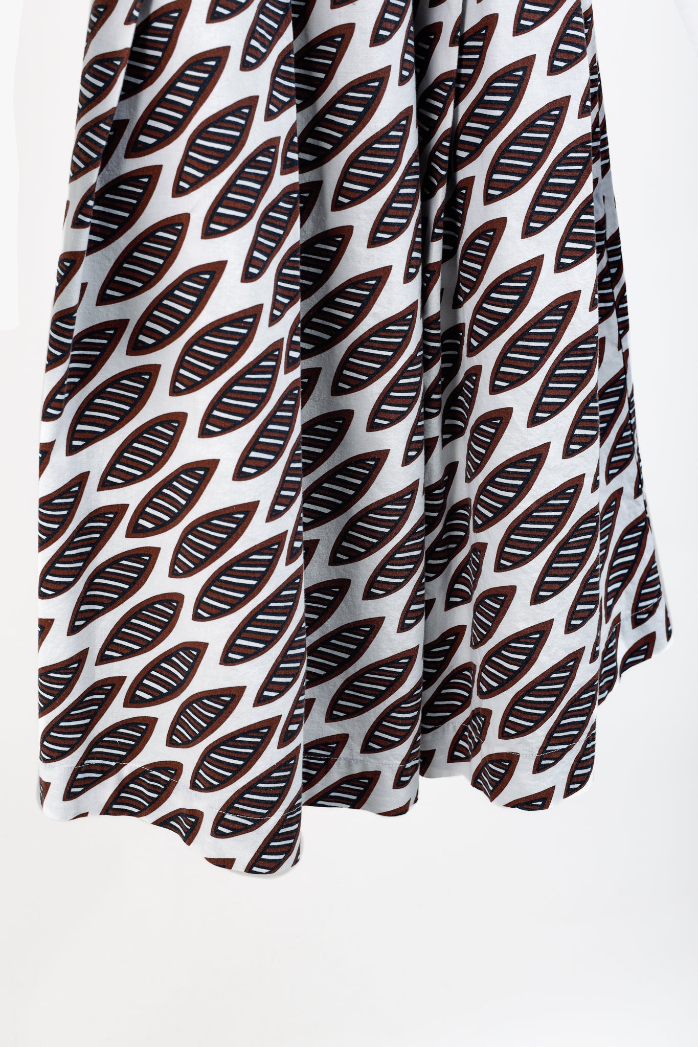 Erika Cavallini PS/15 White Oxford Ankara Leaves Pattern Belted Shirtdress