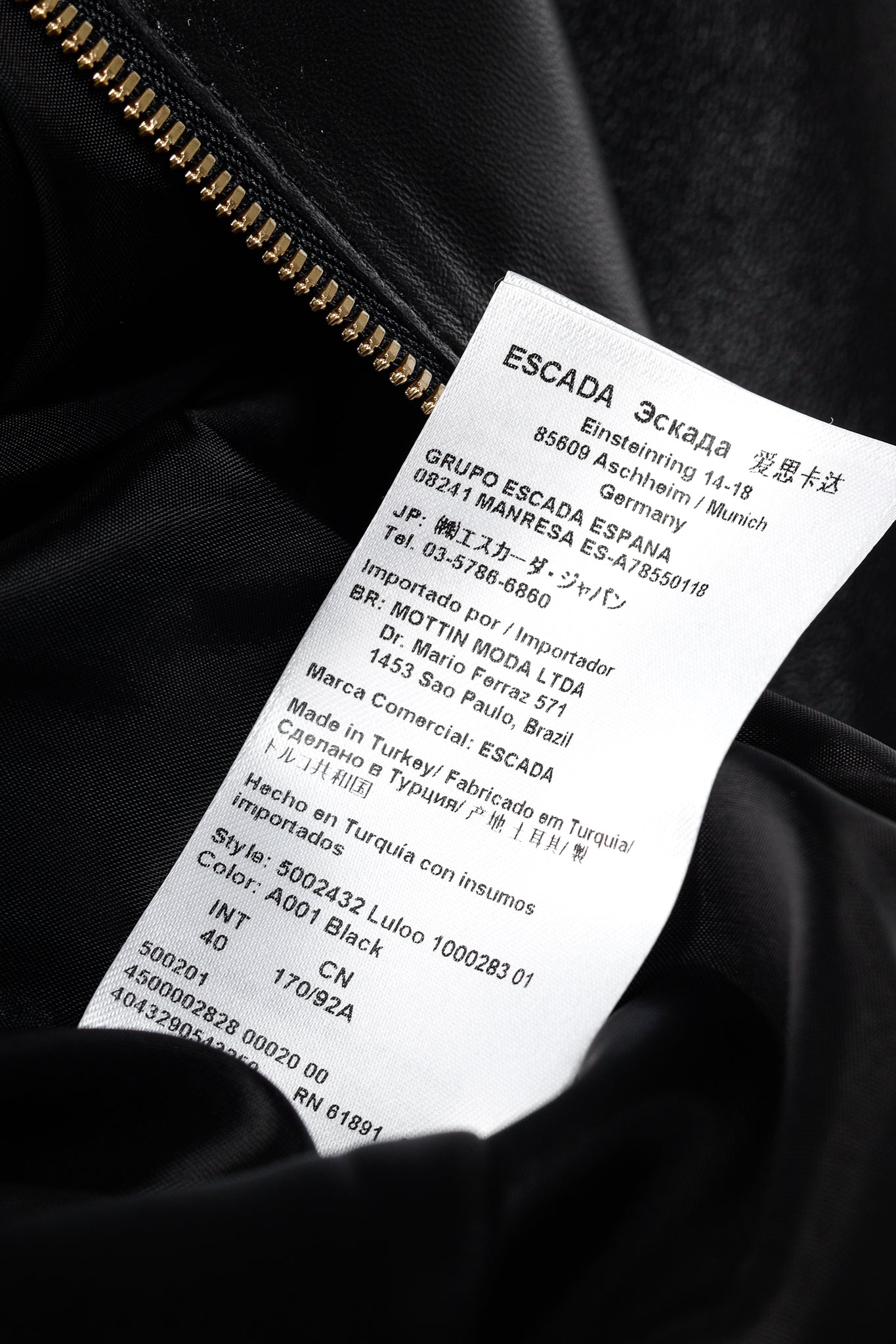 Escada Luloo Black Leather Ruffle-Trim Jacket