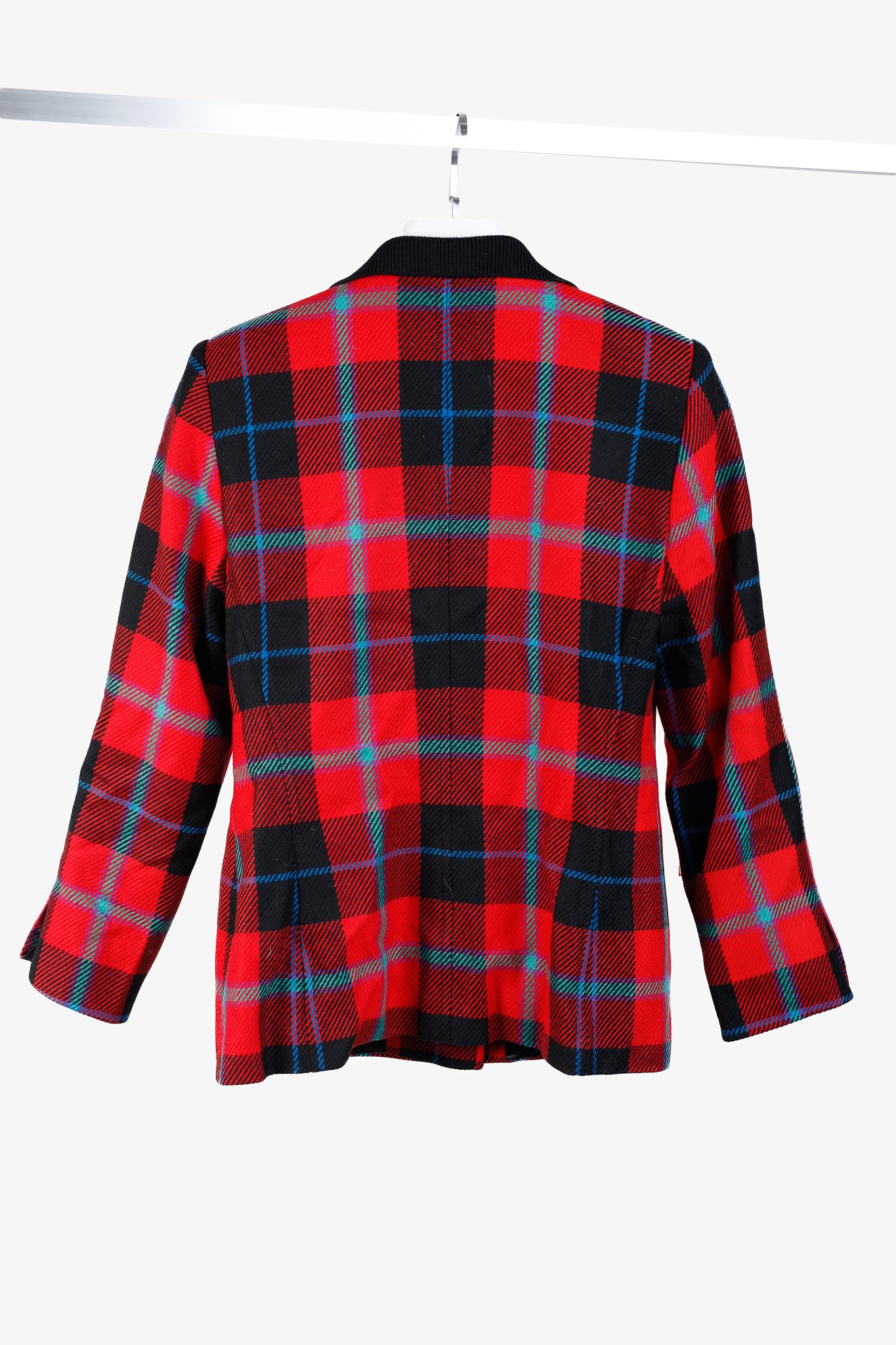 Escada Vintage Red Tartan Single Breasted Tailored Blazer