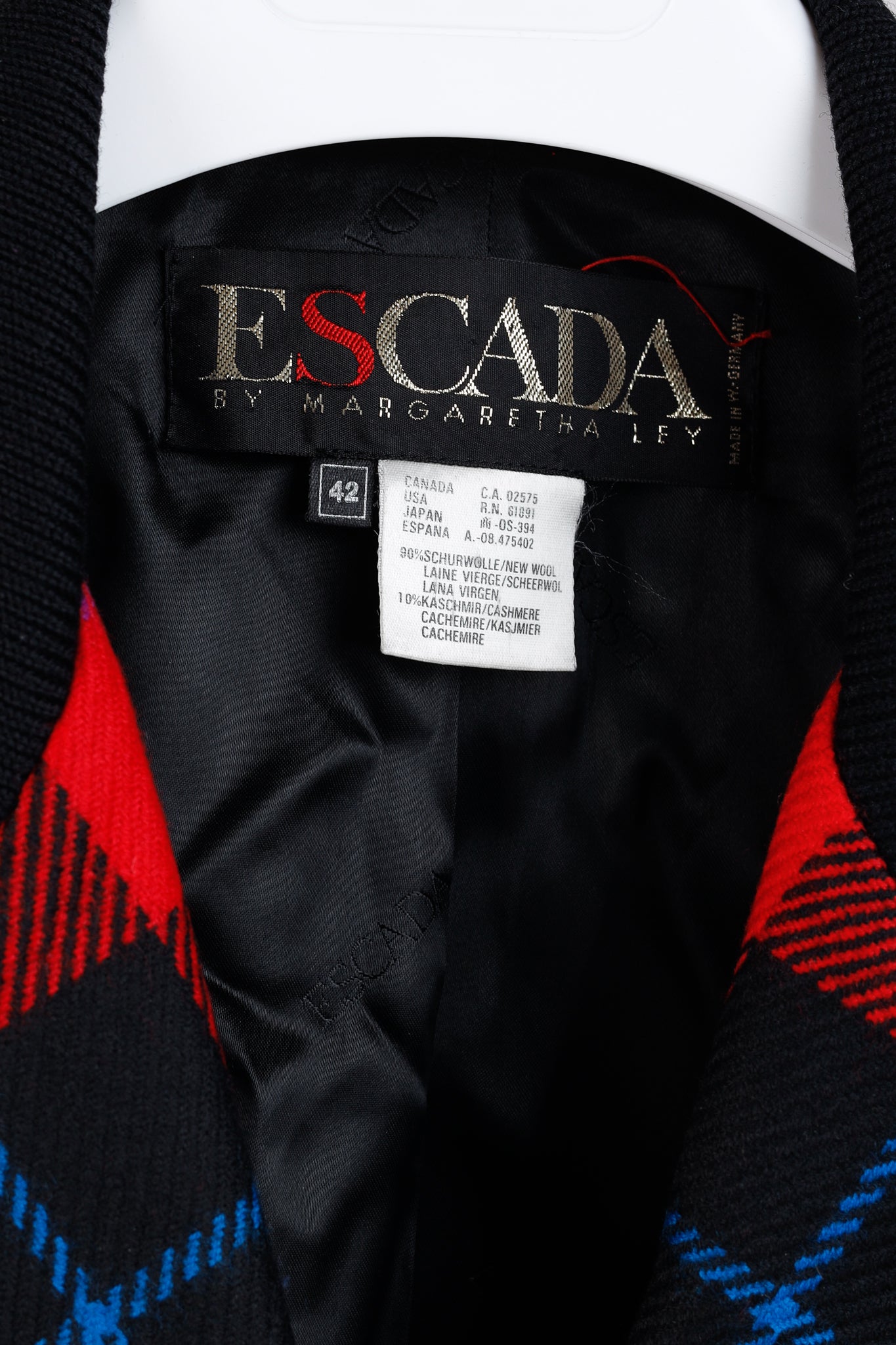 Escada Vintage Red Tartan Single Breasted Tailored Blazer