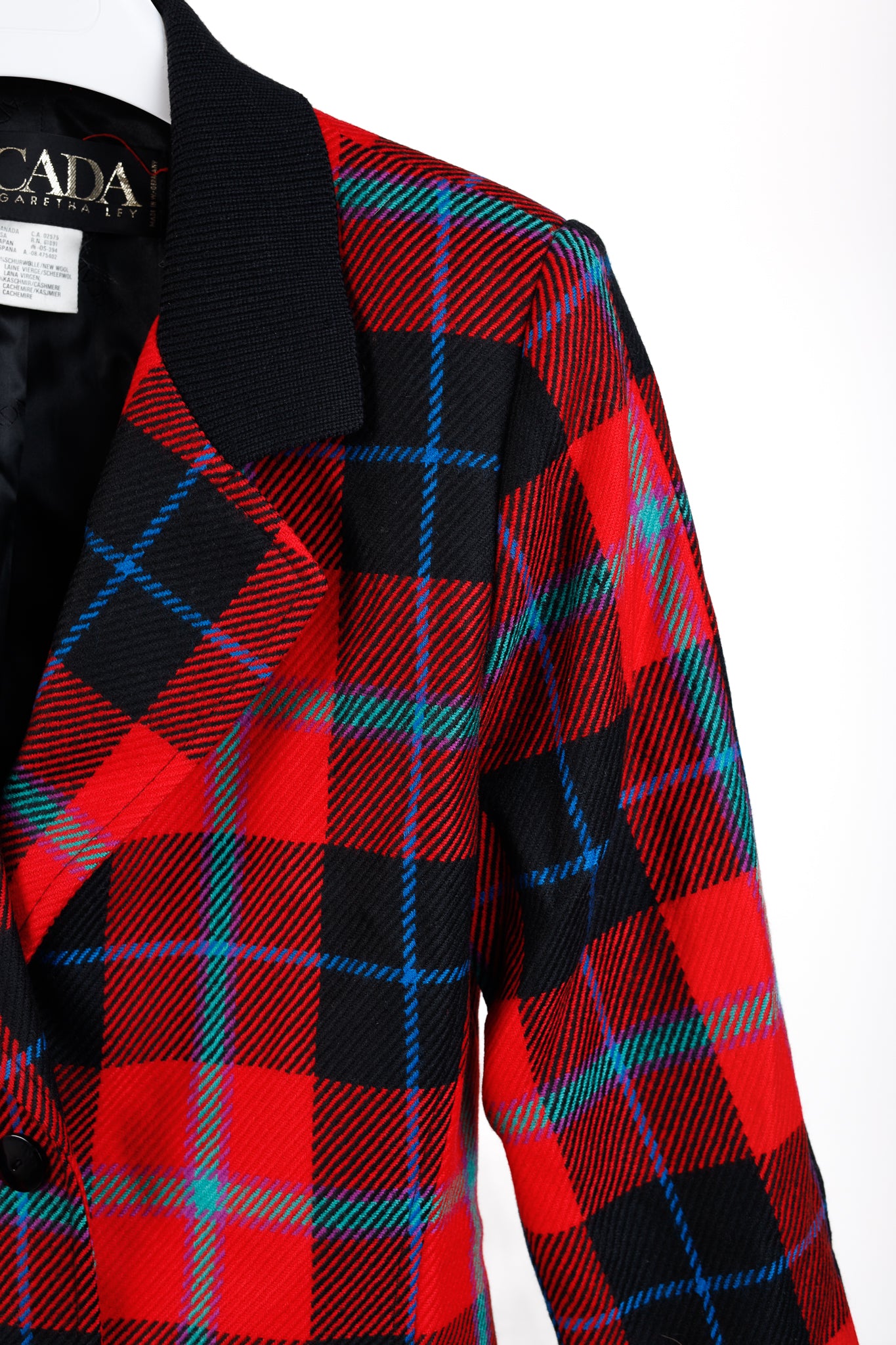 Escada Vintage Red Tartan Single Breasted Tailored Blazer