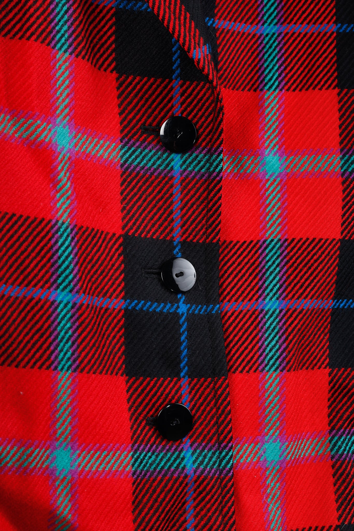 Escada Vintage Red Tartan Single Breasted Tailored Blazer
