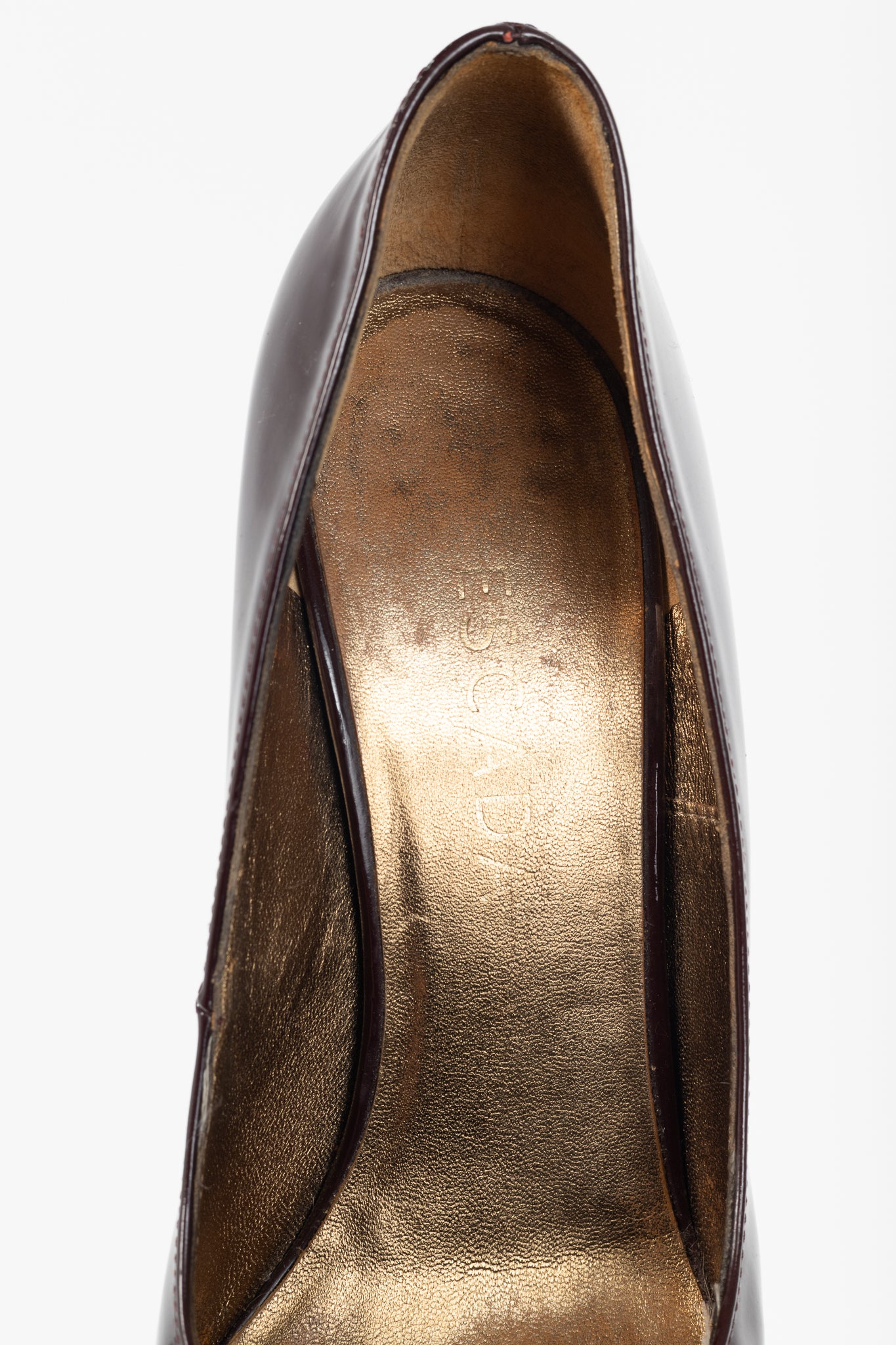 Escada Burgundy Patent-Leather Pointed-Toe Platform Pumps