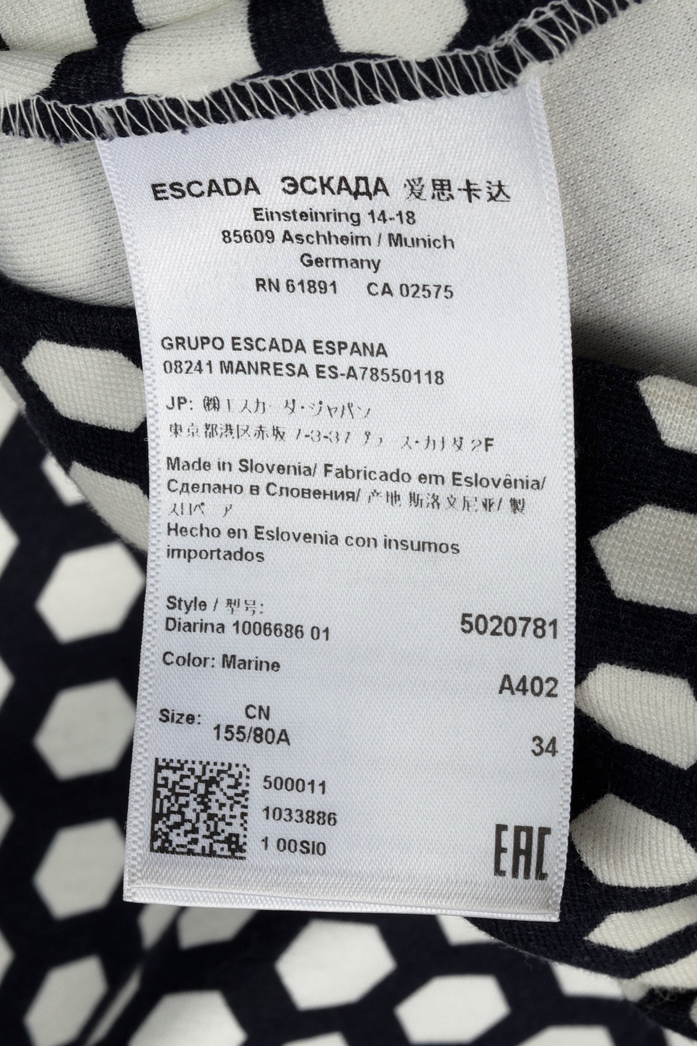 Escada Diarina Marine Geometric Print Dress